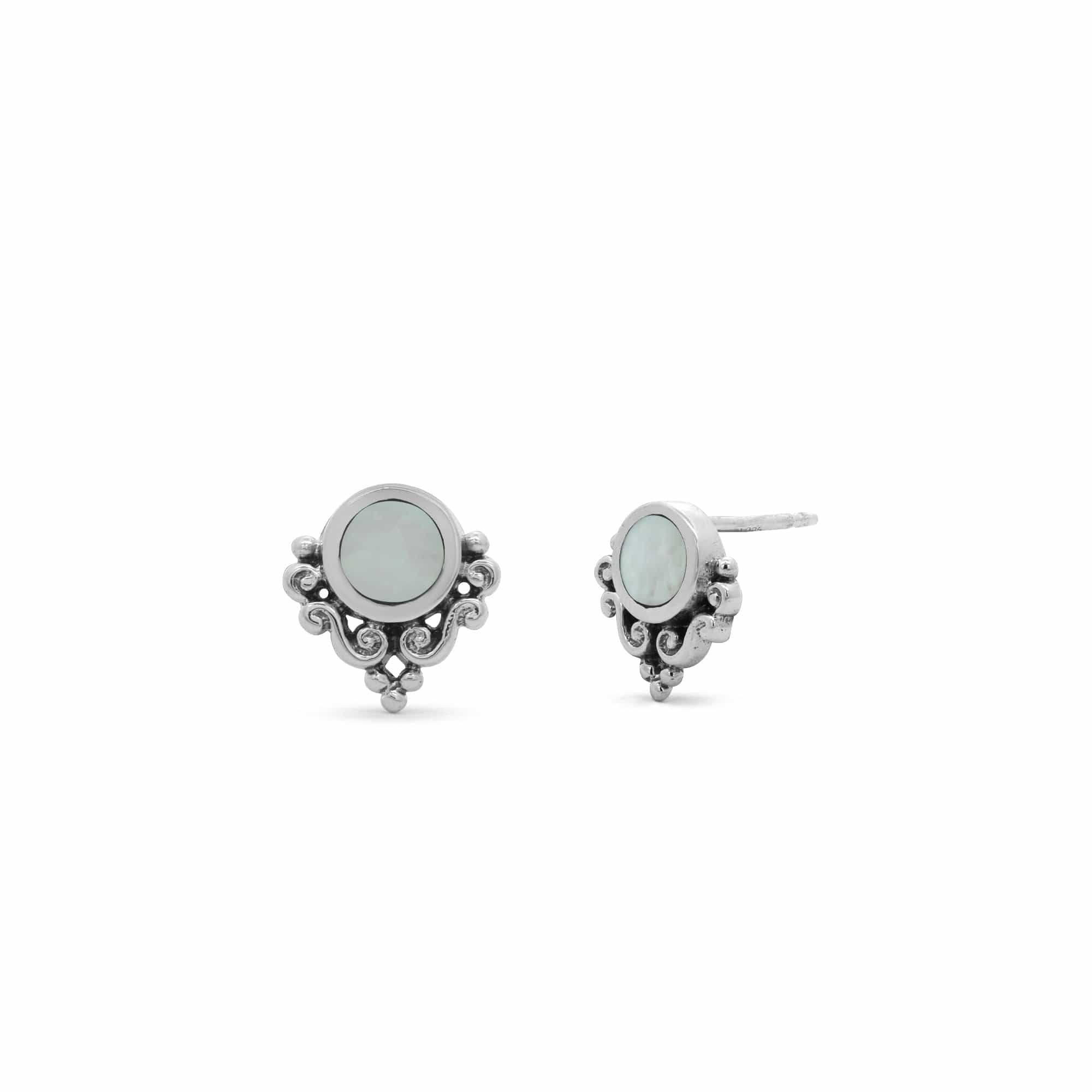Boma Jewelry Ornate Bohemian Stud Earrings with Stone