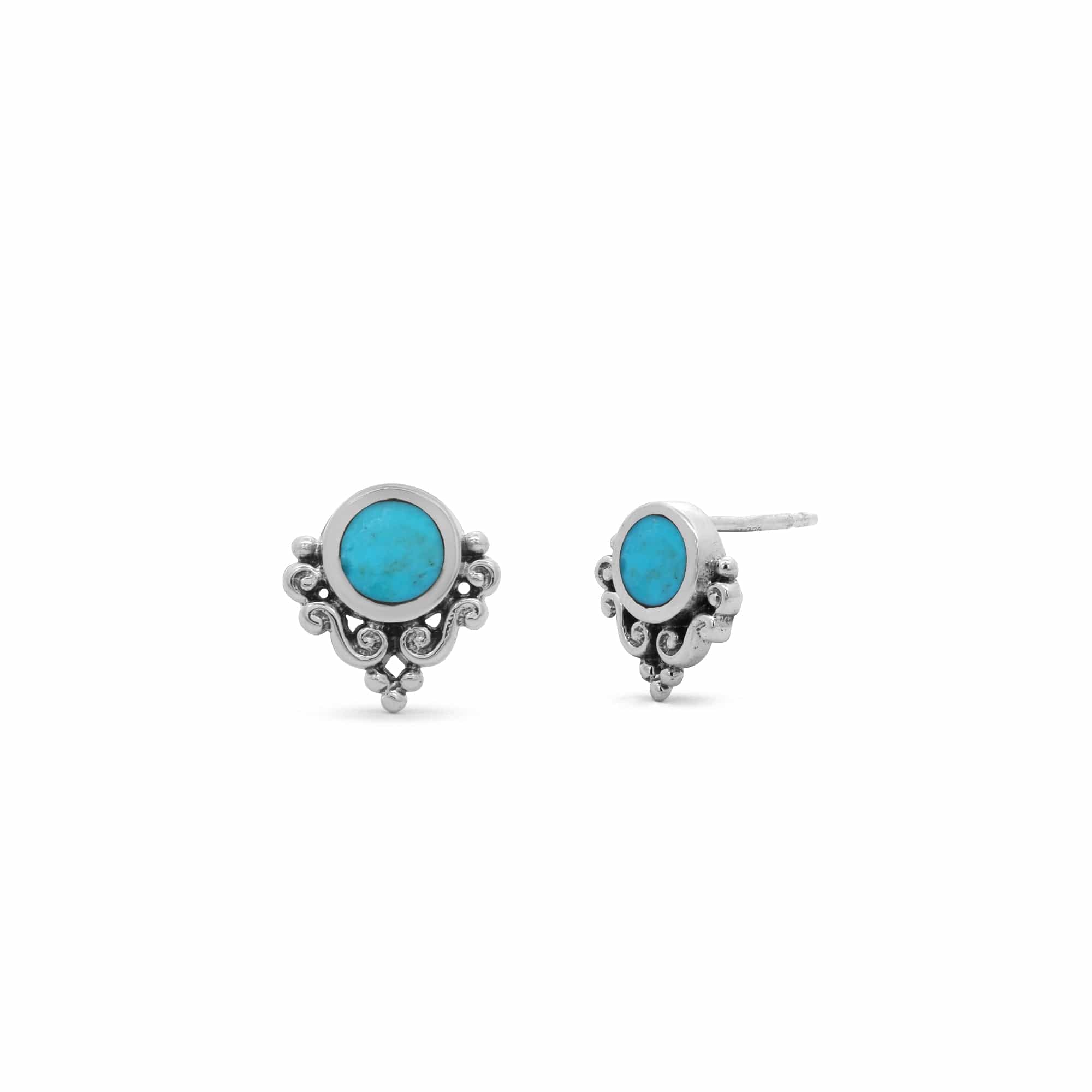 Boma Jewelry Ornate Bohemian Stud Earrings with Stone