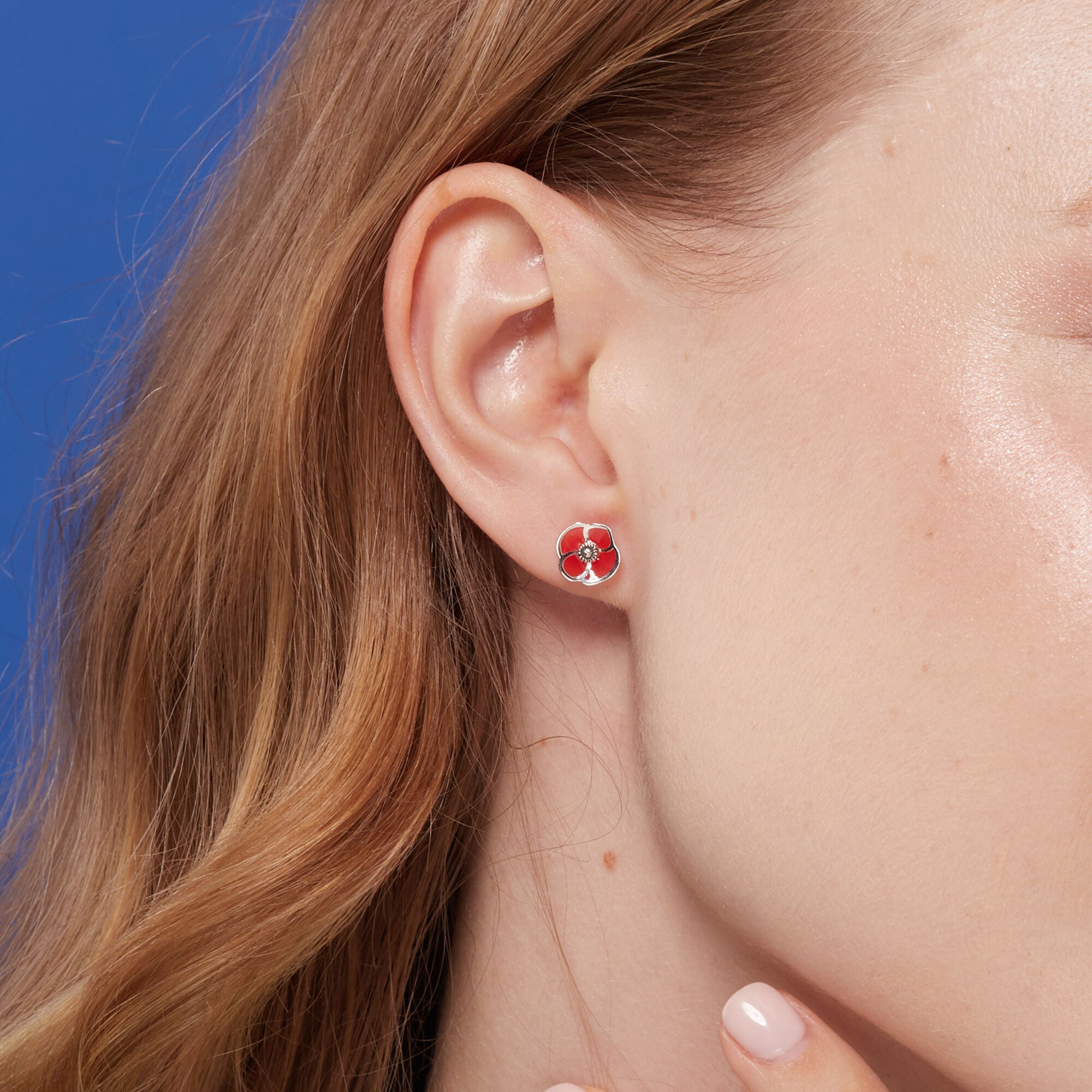 Boma Jewelry Red Poppy Flower Studs