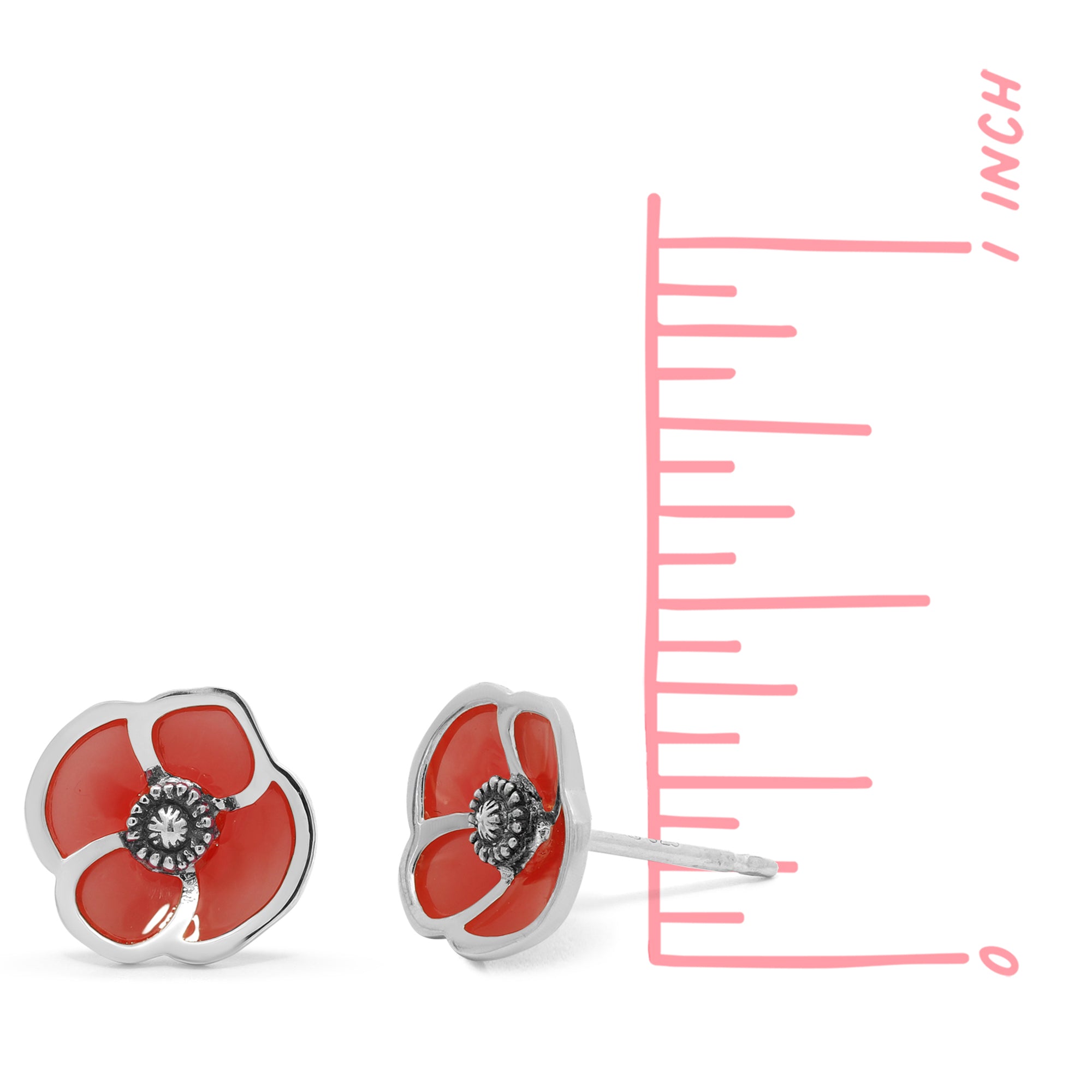 Boma Jewelry Red Poppy Flower Studs