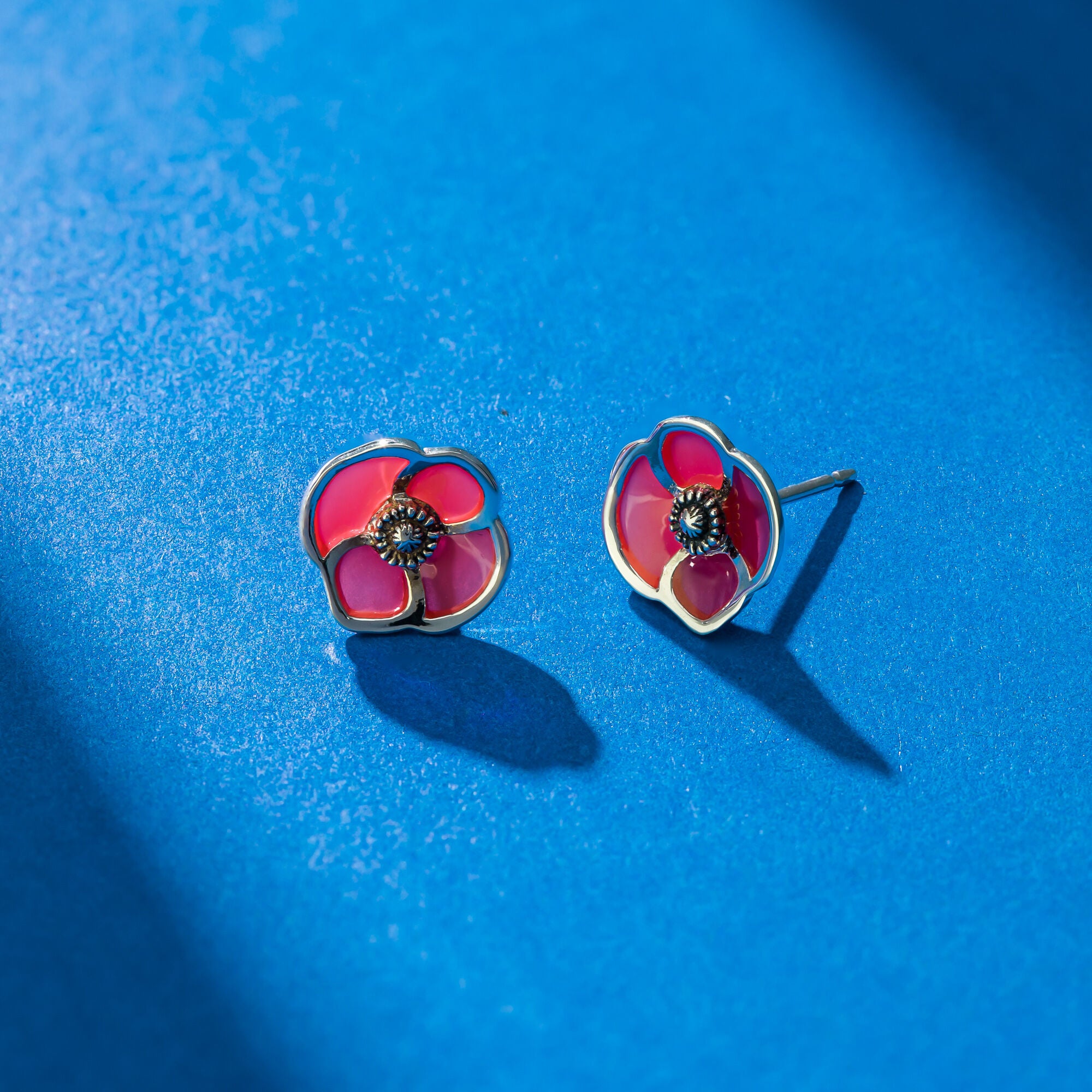Boma Jewelry Red Poppy Flower Studs