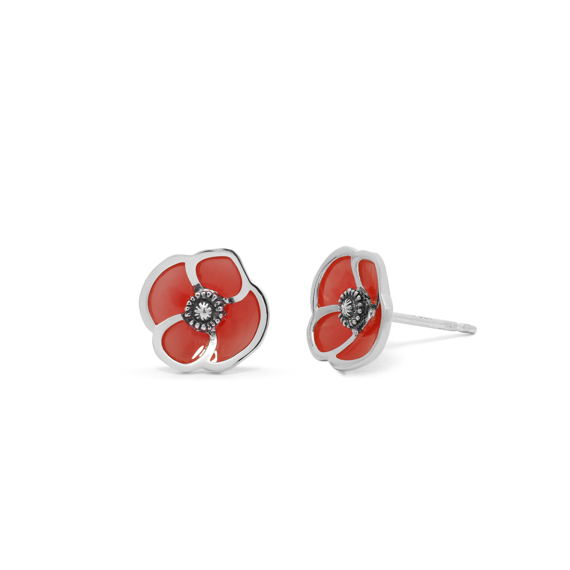 Boma Jewelry Red Poppy Flower Studs
