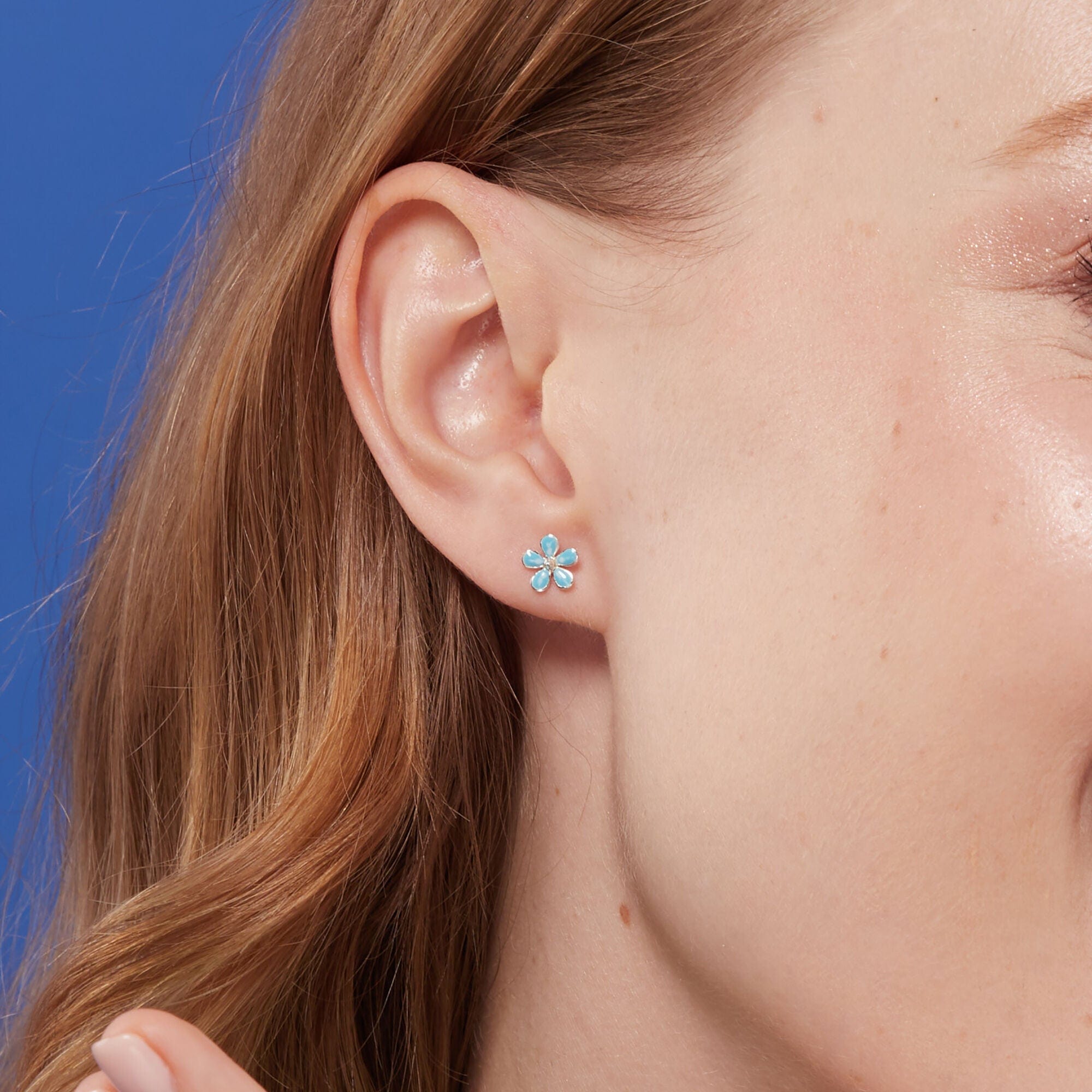 Boma Jewelry Blue Flower Studs