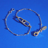 Interlocking Long Oval Link Bracelet with Bead Chain