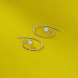 Minimalist Spiral Pull Through Hoops with Stone