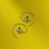 Green Colored Stone Leaf Pull Through Hoops