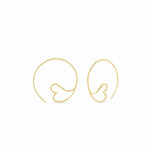 Boma Jewelry Earrings 14K Gold Plated Amore Heart Pull Through Hoops