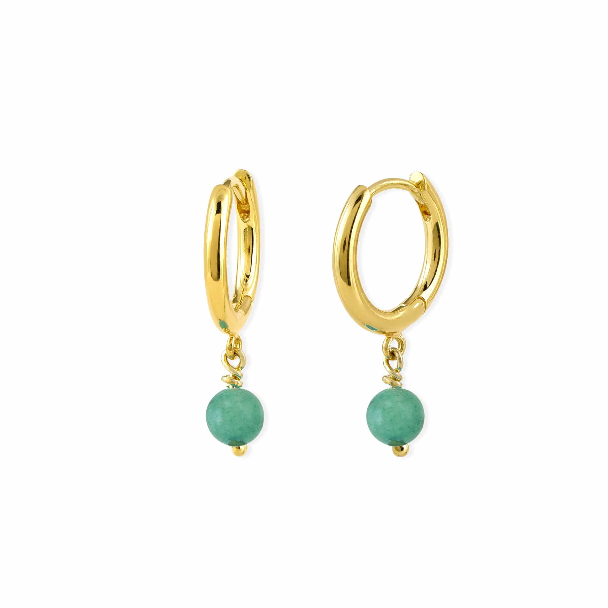 Boma Jewelry Earrings Aventurine / 14K Gold Plated Treasured Drop Huggies