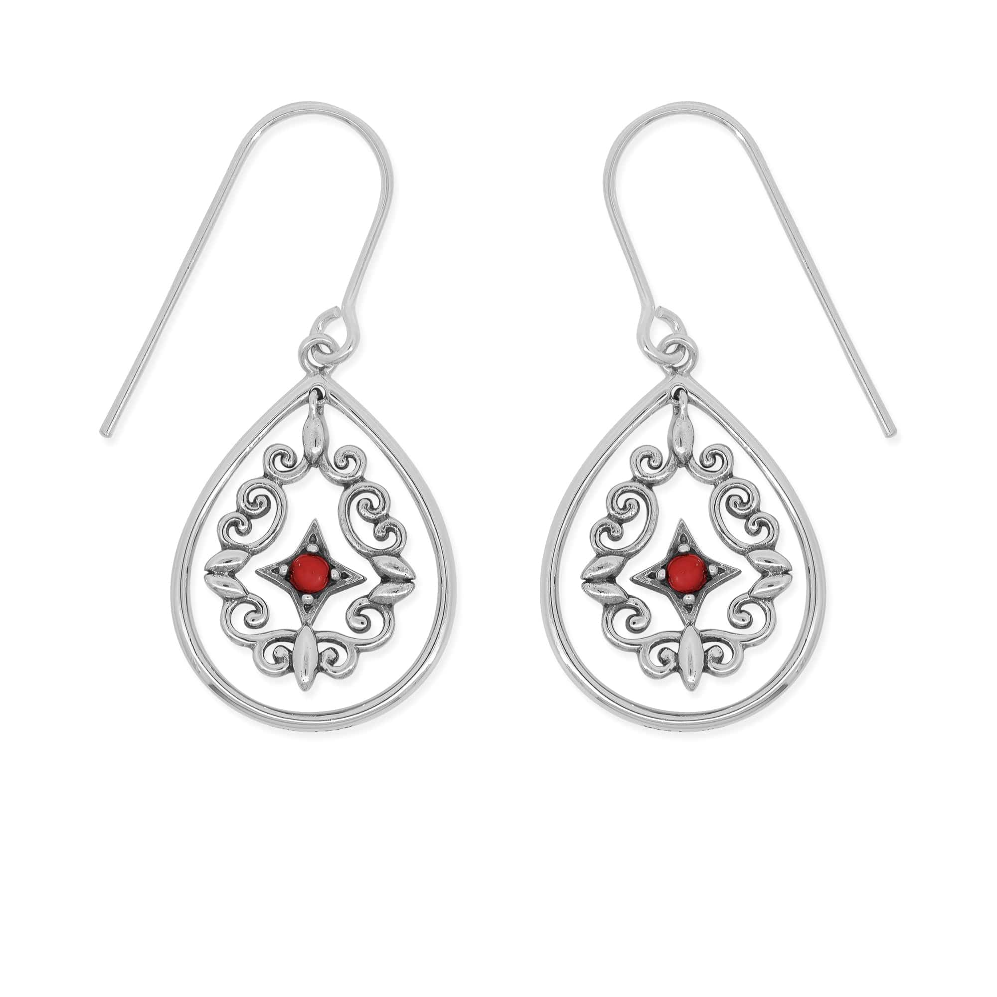 Boma Jewelry Earrings Carnelian Bohemian Filigree Dangle Earrings with Stone