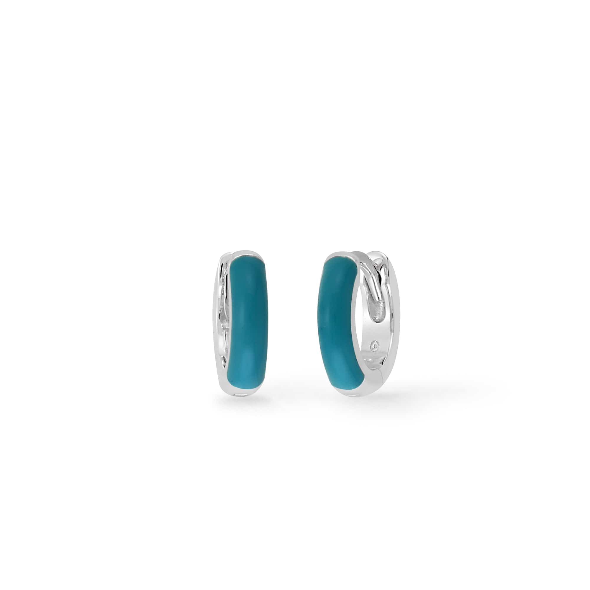 Boma Jewelry Earrings Cyan / Sterling Silver Mini Huggie Hoops with Color