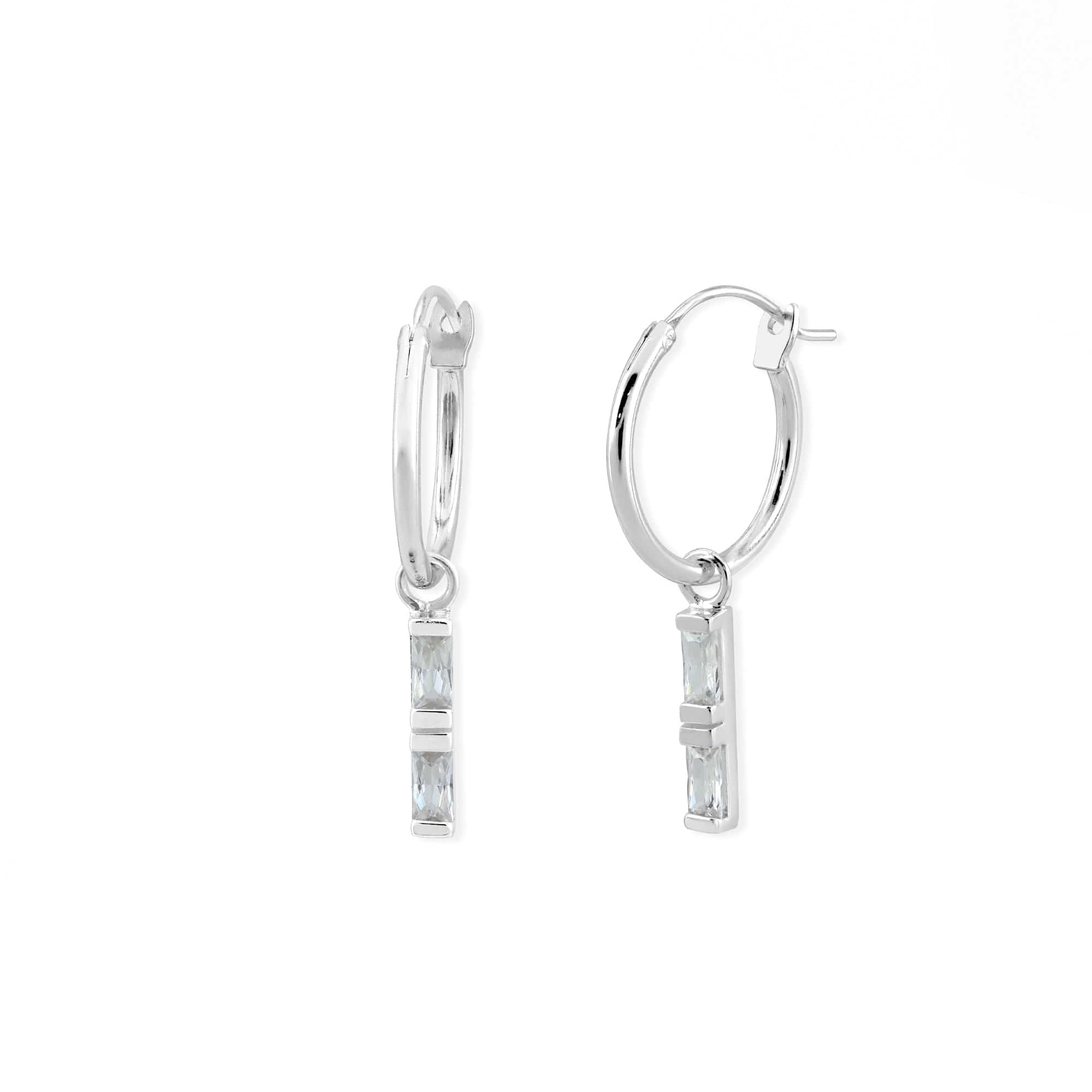 Boma Jewelry Earrings CZ Gemstone Baguette Hoops