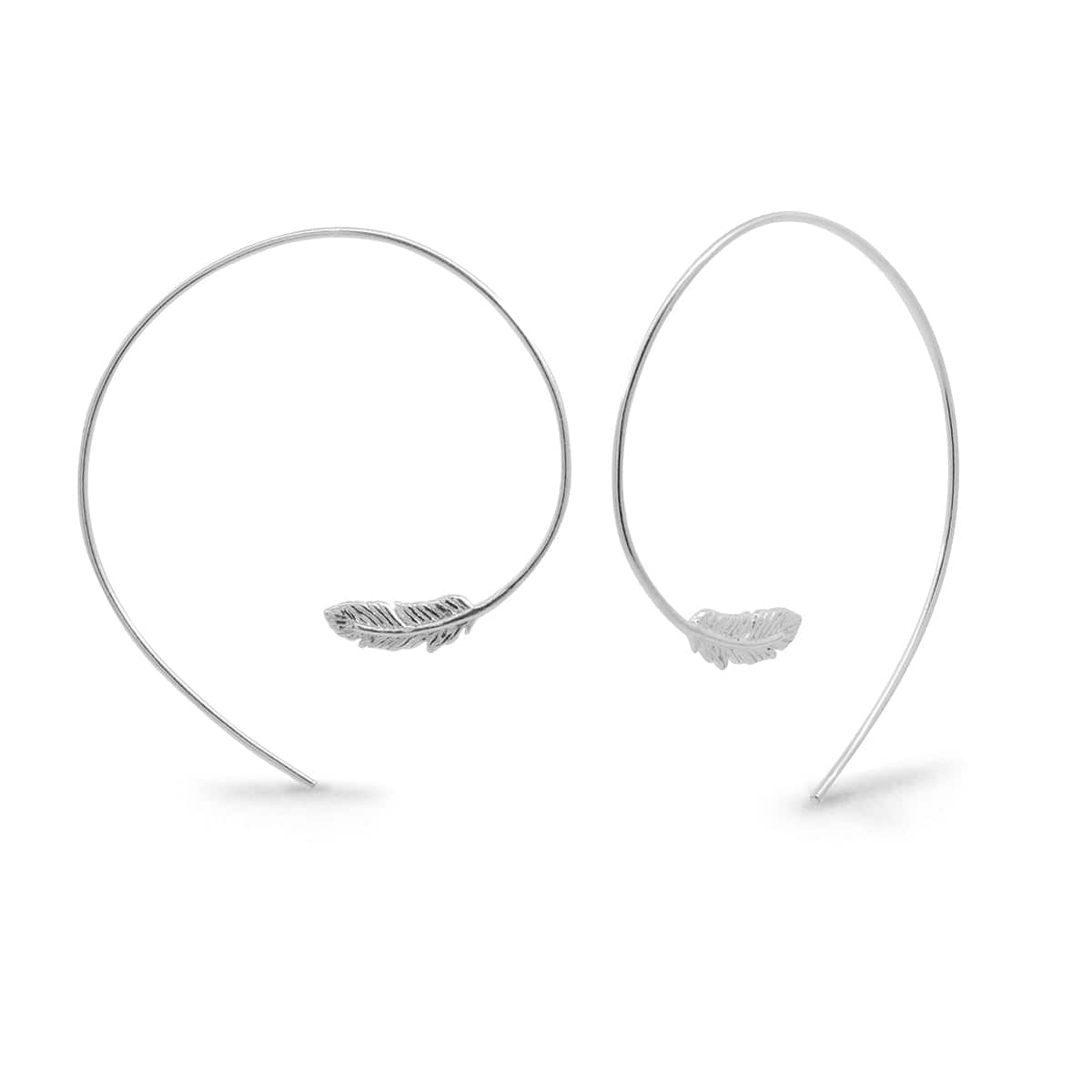Boma Jewelry Earrings Feather Hoop Pull Through Earrings
