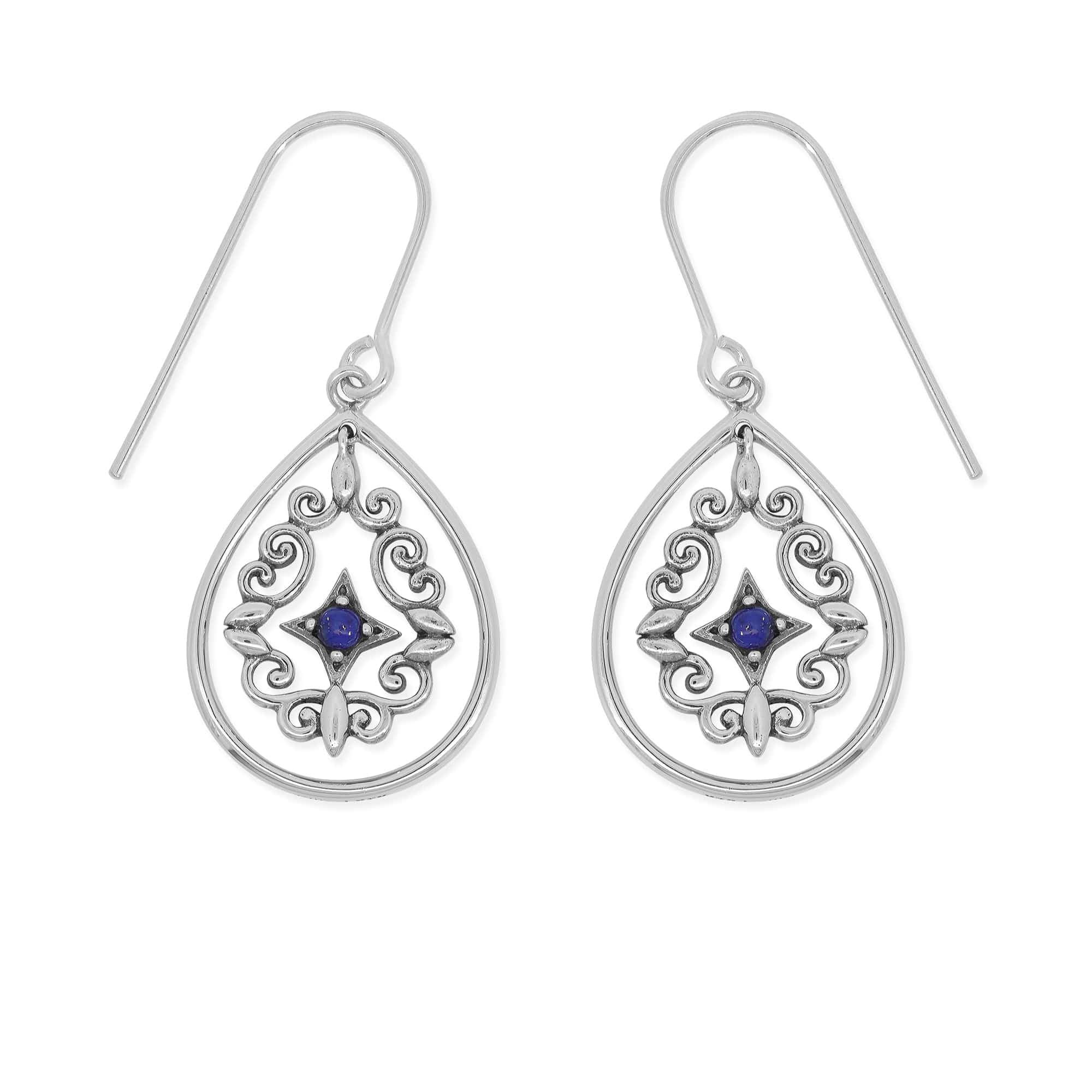 Boma Jewelry Earrings Lapis Lazuli Bohemian Filigree Dangle Earrings with Stone