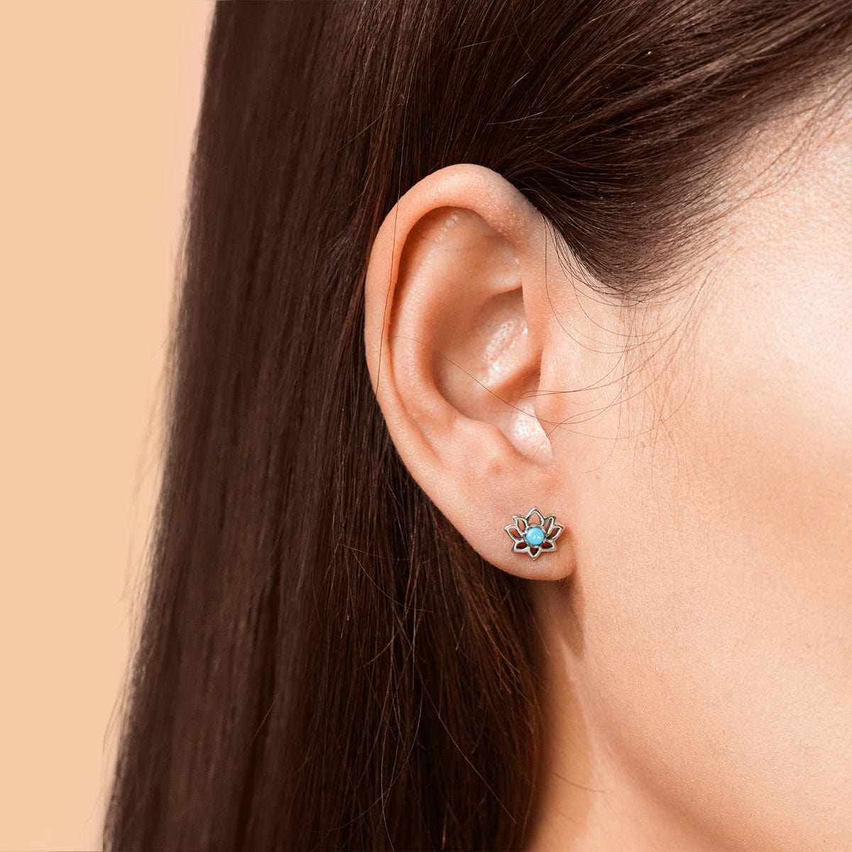 Boma Jewelry Earrings Lotus Studs with Stone