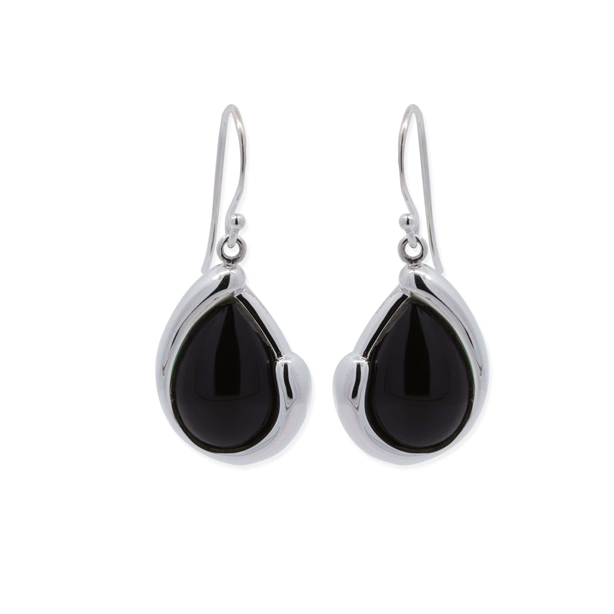 Boma Jewelry Earrings Onyx Organic Drop Shape Dangle Earrings with Genuine Stone