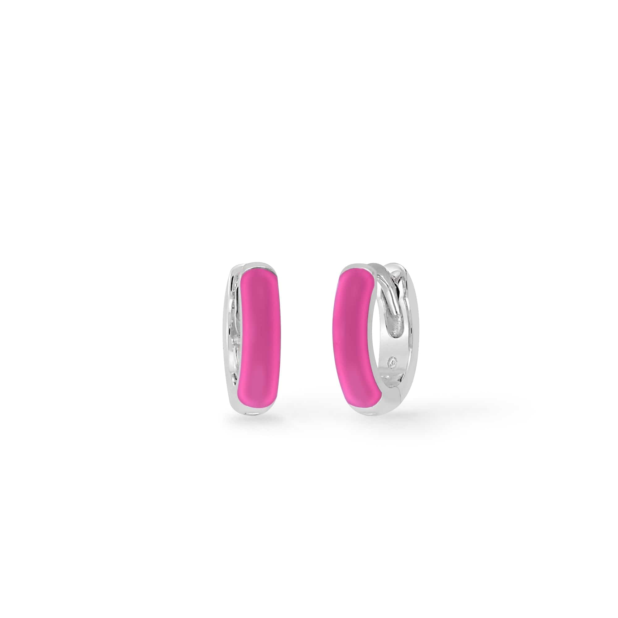 Boma Jewelry Earrings Pink / Sterling Silver Mini Huggie Hoops with Color