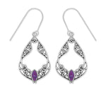 Boma Jewelry Earrings Purple Turquoise Bohemian Filigree Dangle Earrings with Marquise Stone
