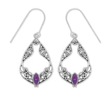 Boma Jewelry Earrings Purple Turquoise Bohemian Filigree Dangle Earrings with Marquise Stone
