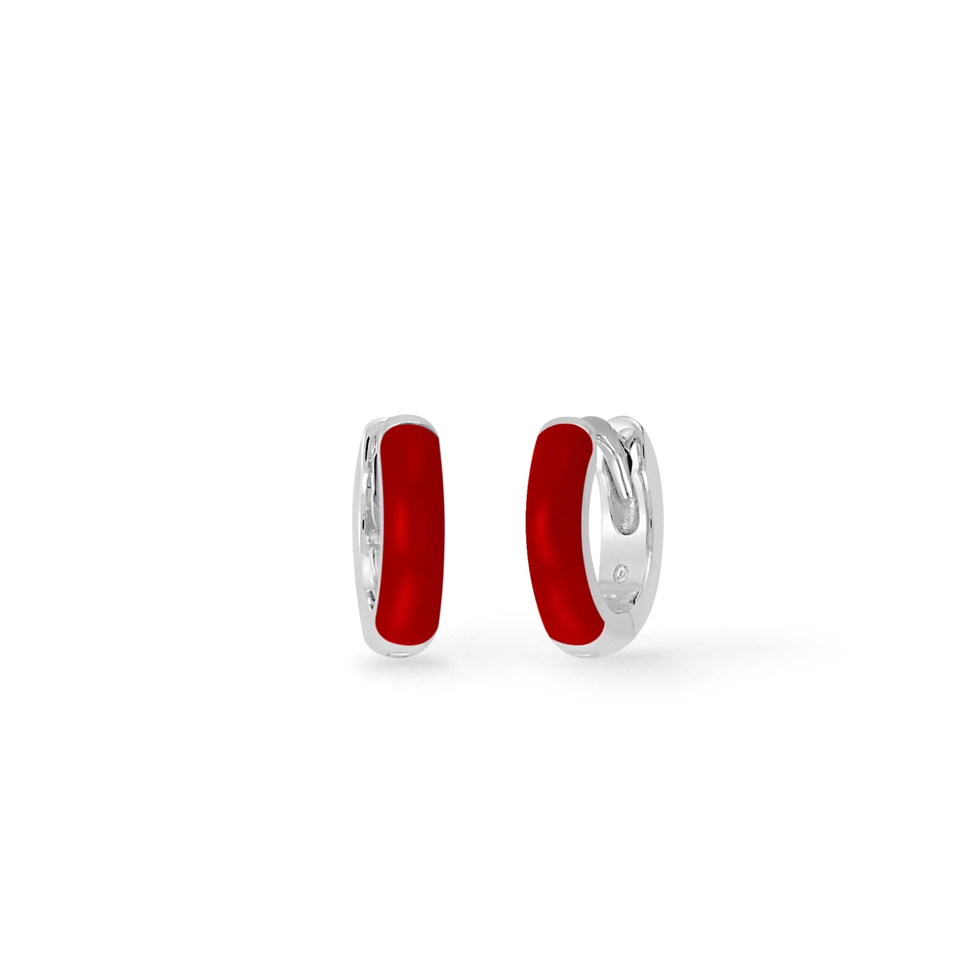 Boma Jewelry Earrings Red / Sterling Silver Mini Huggie Hoops with Color