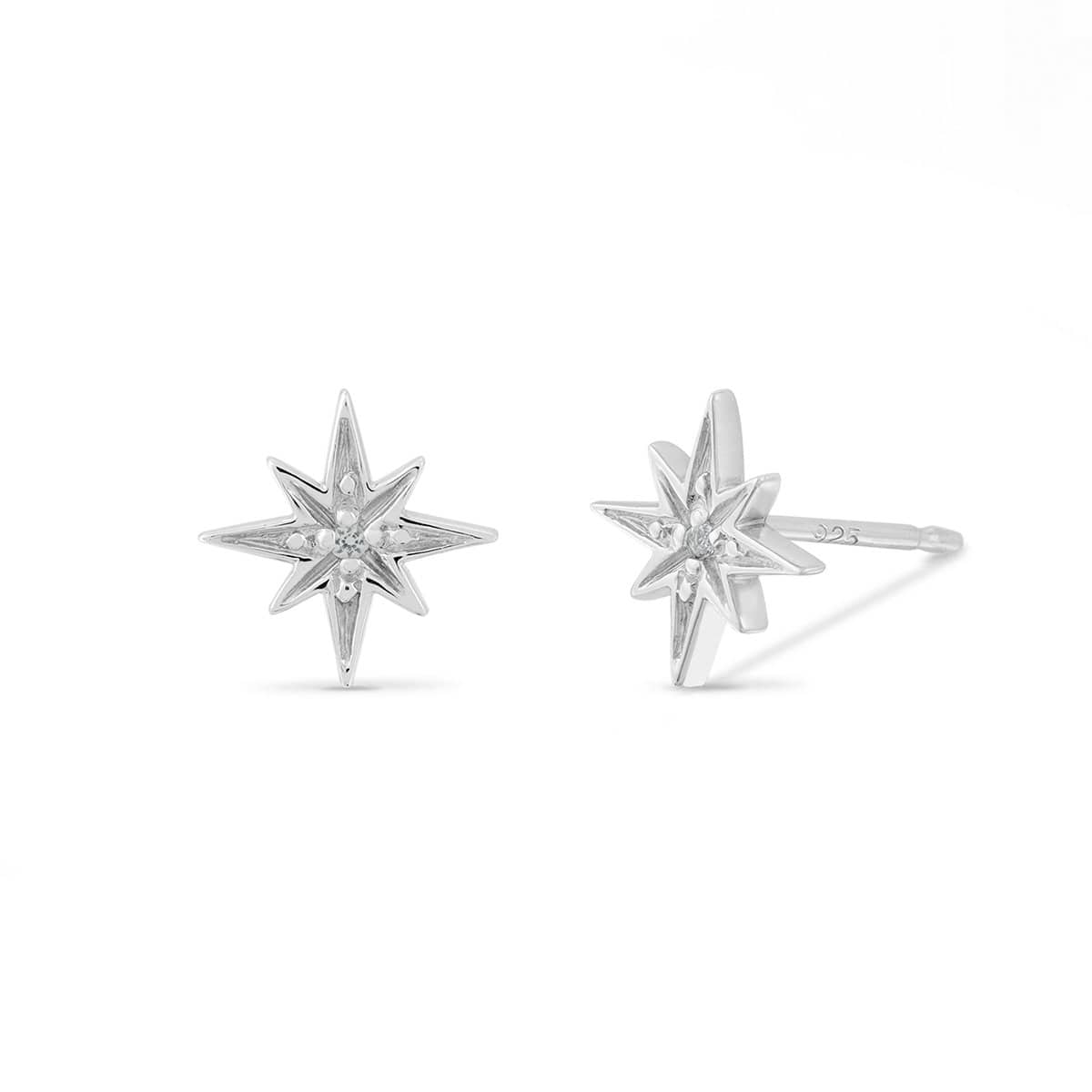 Boma Jewelry Earrings Starburst Studs with White Topaz