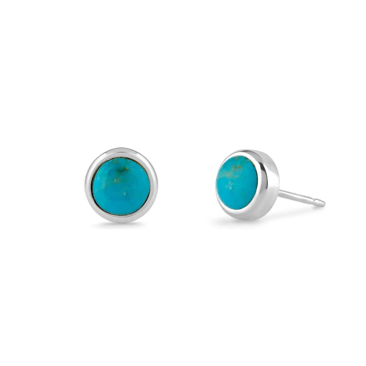 Boma Jewelry Earrings Sterling Silver / Turquoise Treasured Bezel Stud Earrings