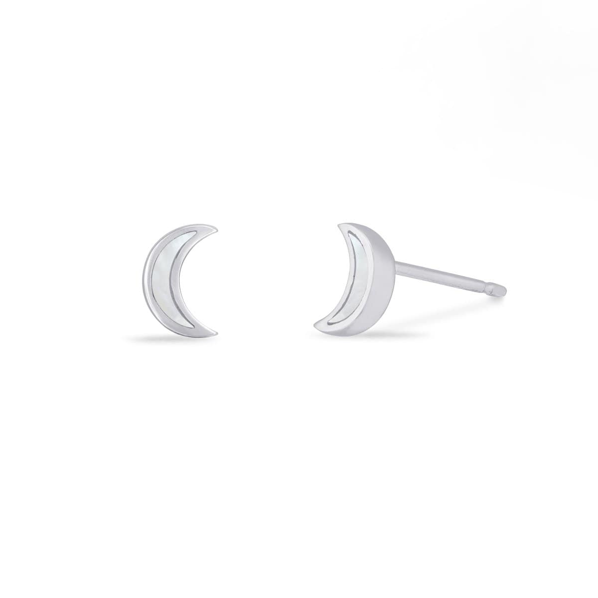 Boma Jewelry Earrings Sterling Silver with White Mother of Pearl Belle Crescent Studs