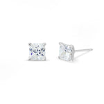 Boma Jewelry Earrings sterling silver with white topaz Belle Princess Cut Studs