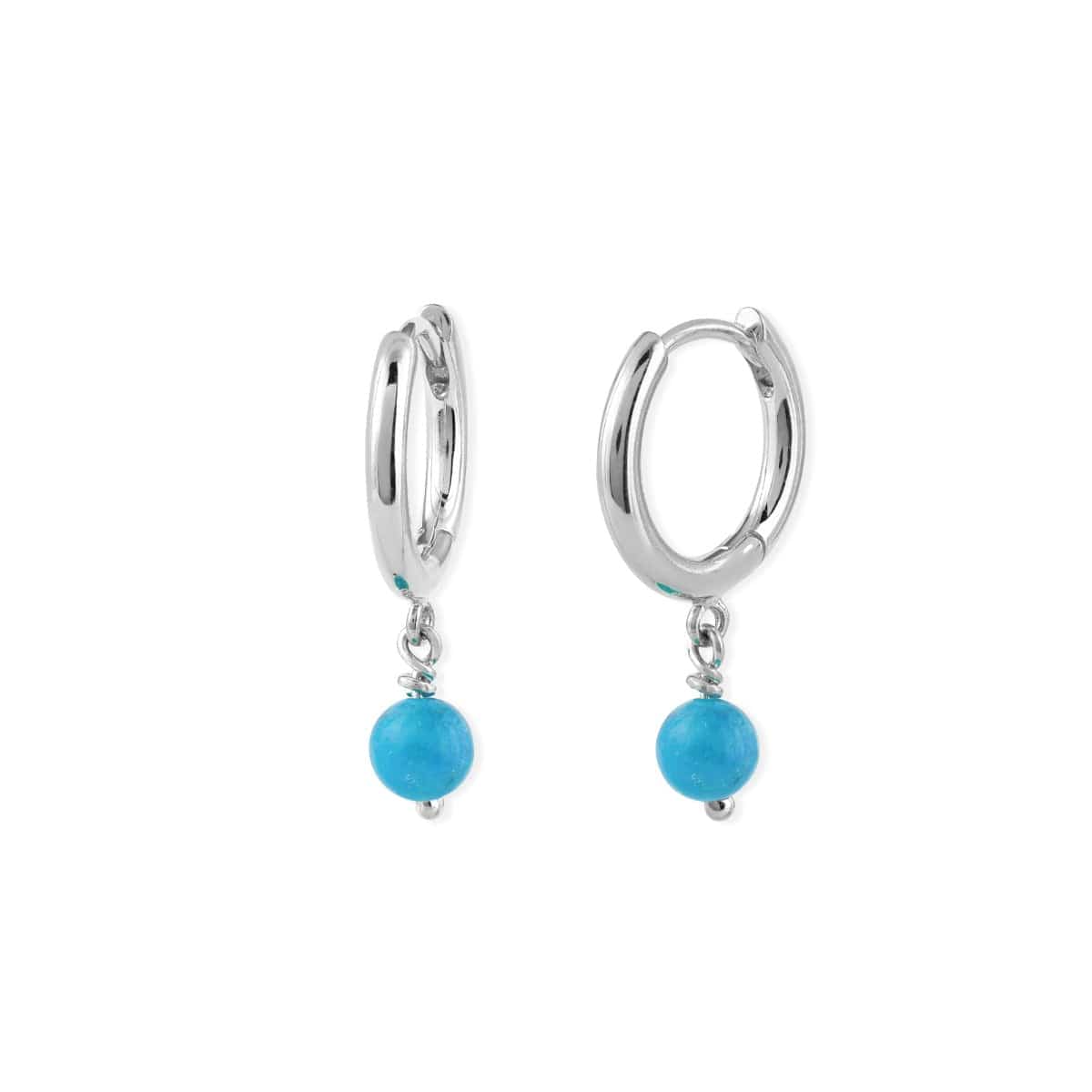 Boma Jewelry Earrings Turquoise / Sterling Silver Treasured Drop Huggies