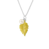 Boma Jewelry Necklaces 14K Gold Plated Leaf and Pearl Necklace
