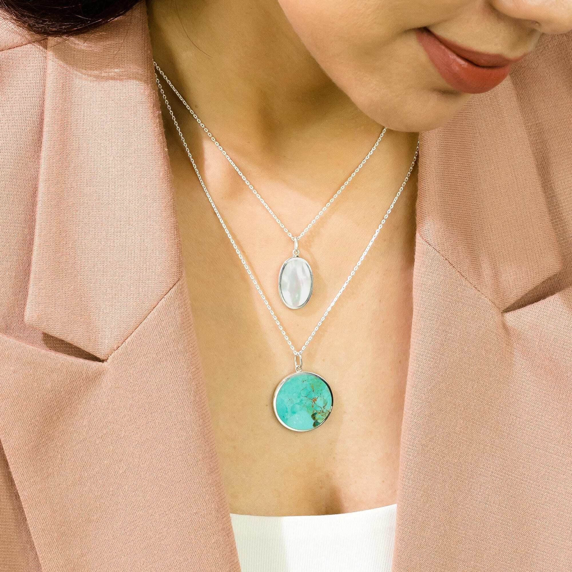 Boma Jewelry Necklaces Alina Circle Bezel Pendant Necklace with Stone