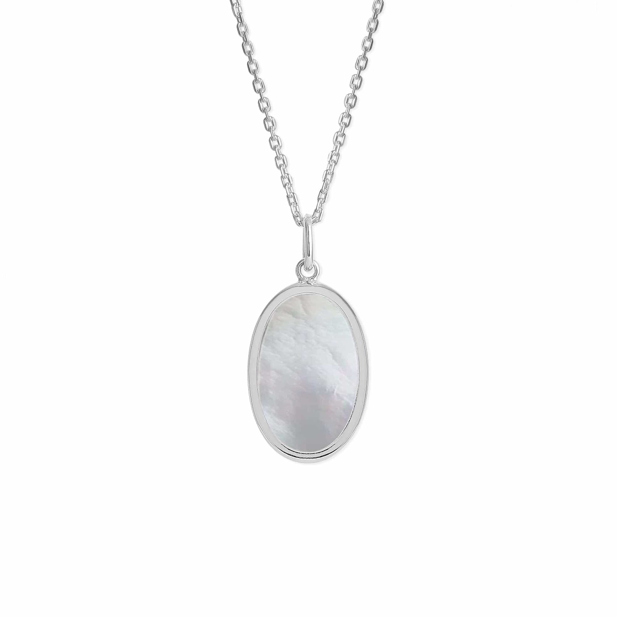 Boma Jewelry Necklaces Mother of Pearl Alina Oval Bezel Pendant Necklace with Stone