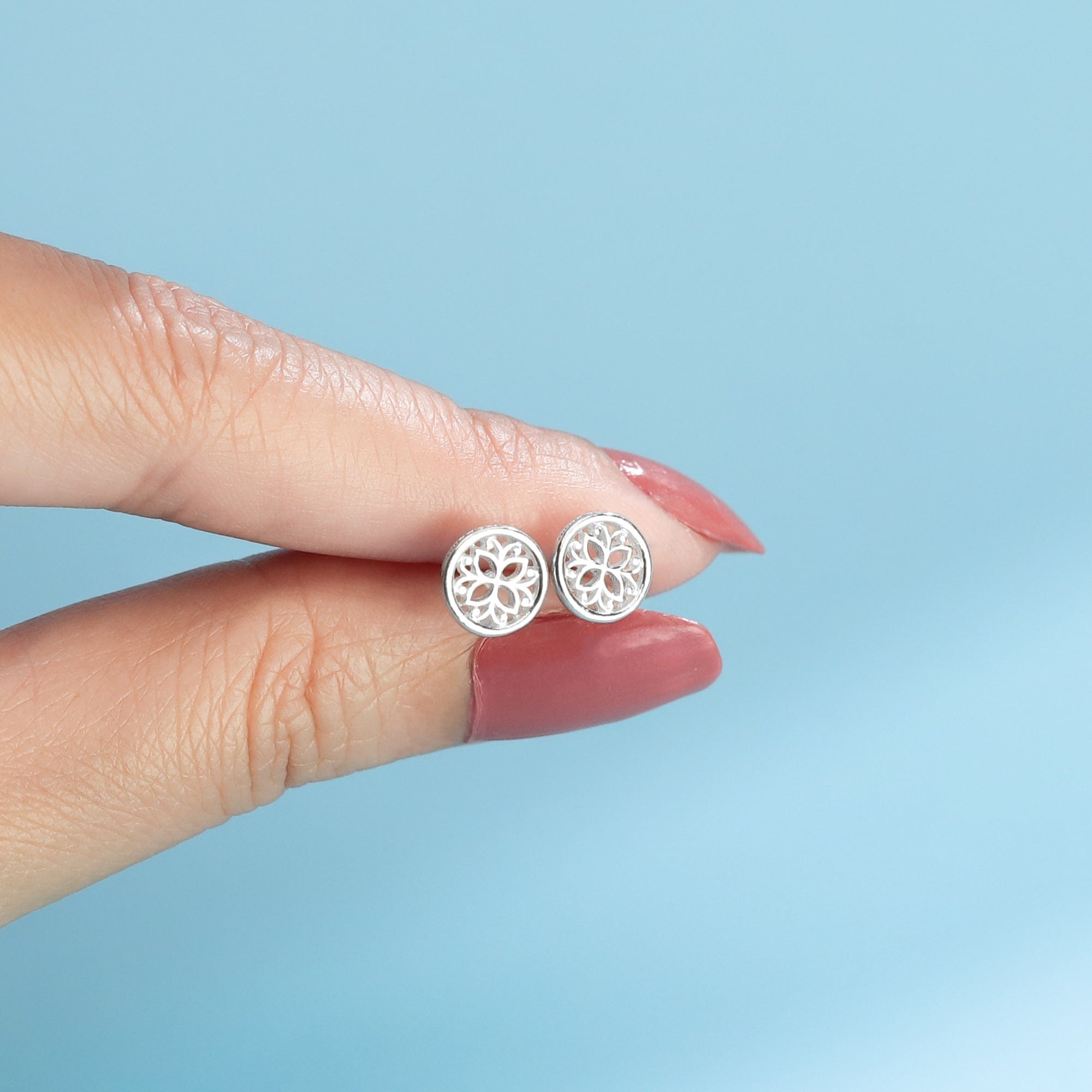Boma Jewelry Earrings Circle Lotus Flower Stud Earrings