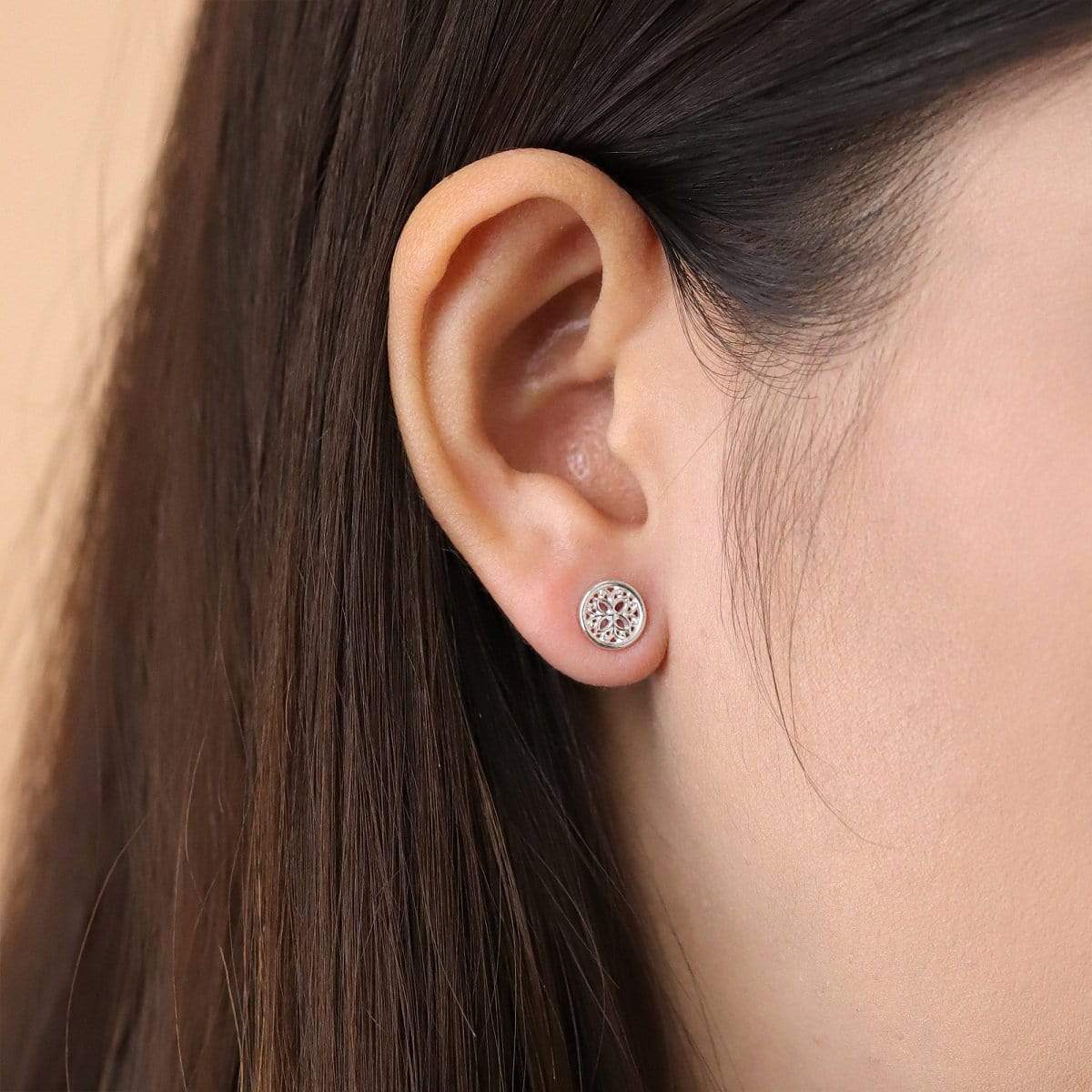 Boma Jewelry Earrings Circle Lotus Flower Stud Earrings