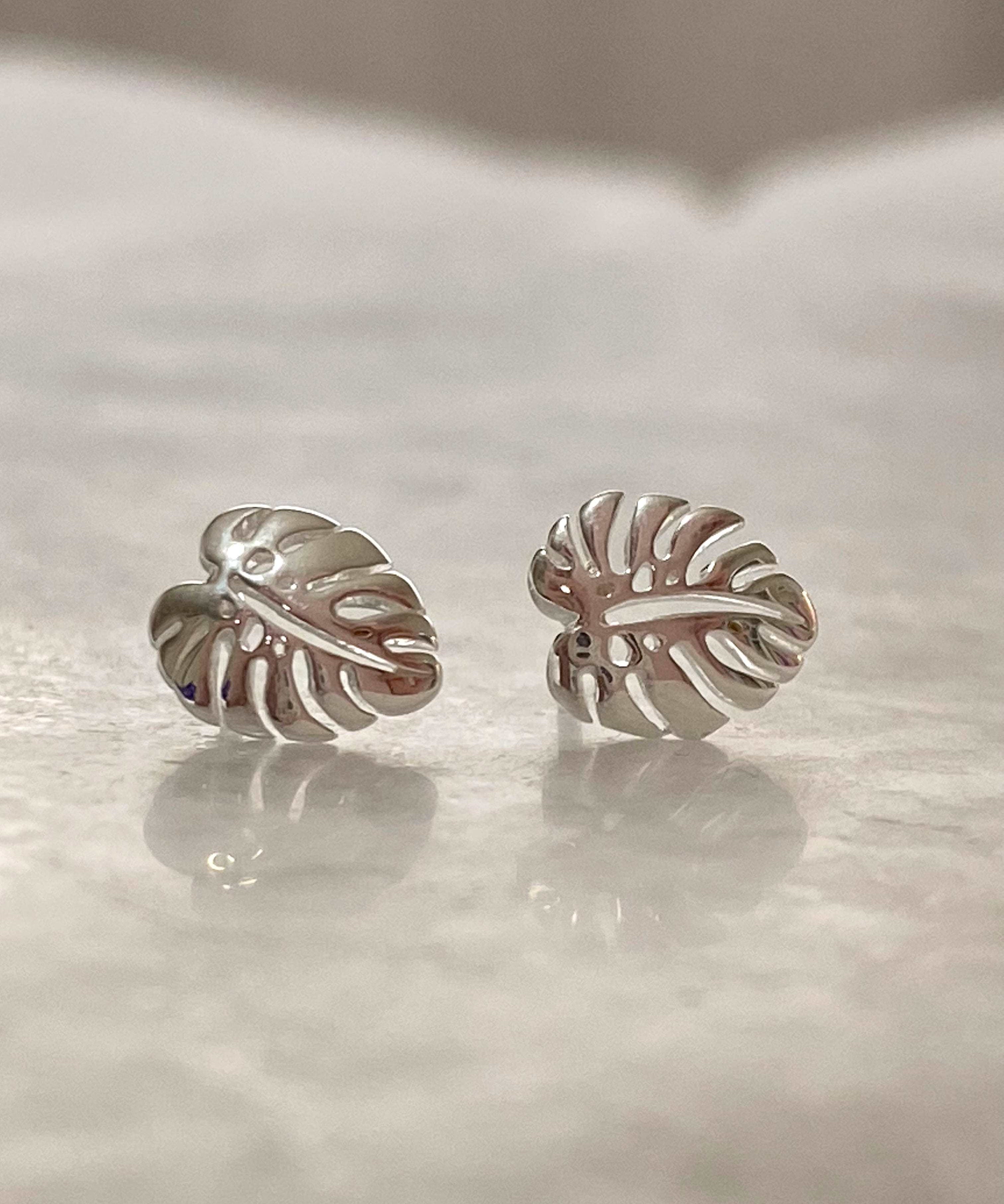 Boma Jewelry Earrings Sterling Silver Monstera Leaf Studs