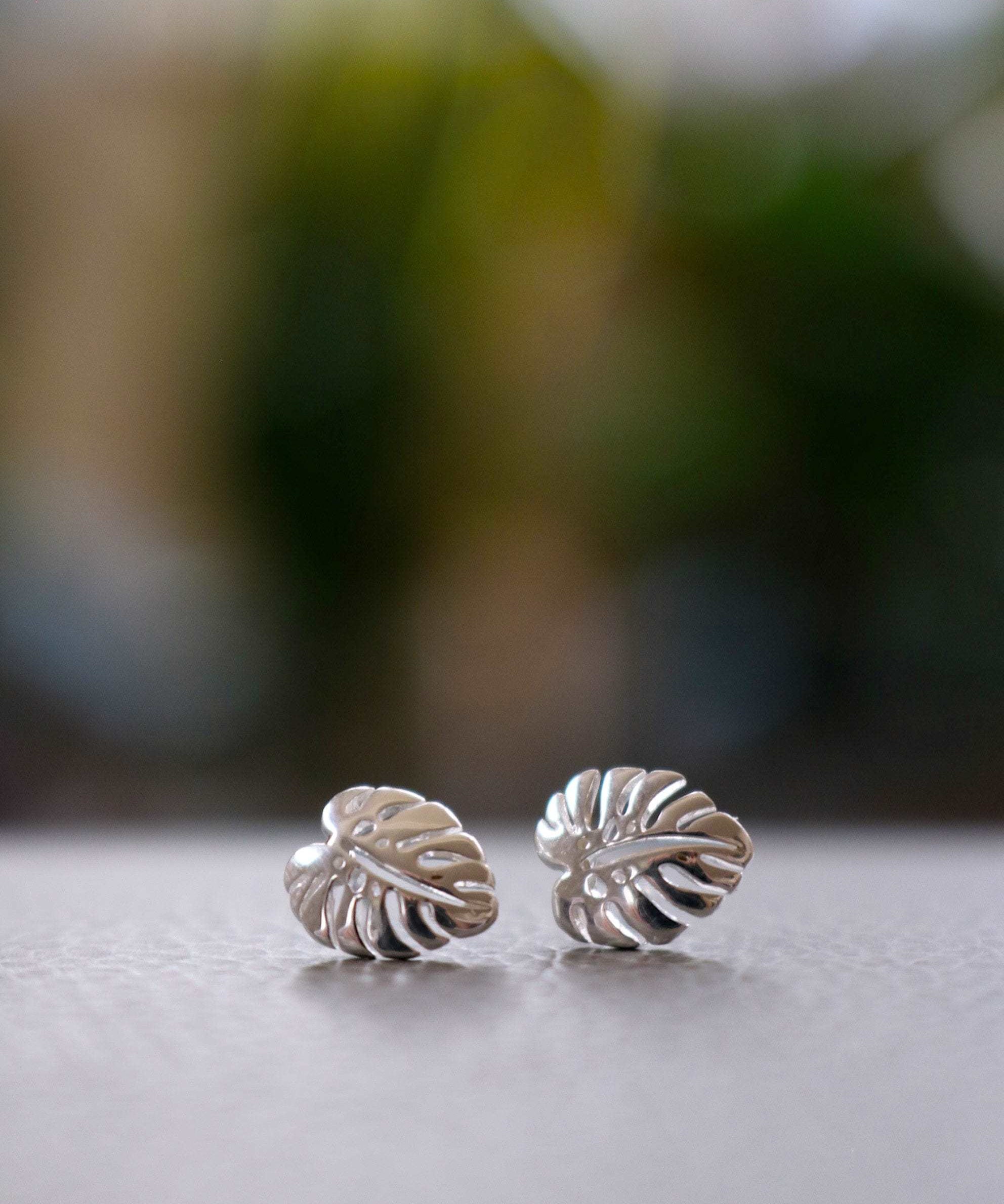 Boma Jewelry Earrings Sterling Silver Monstera Leaf Studs