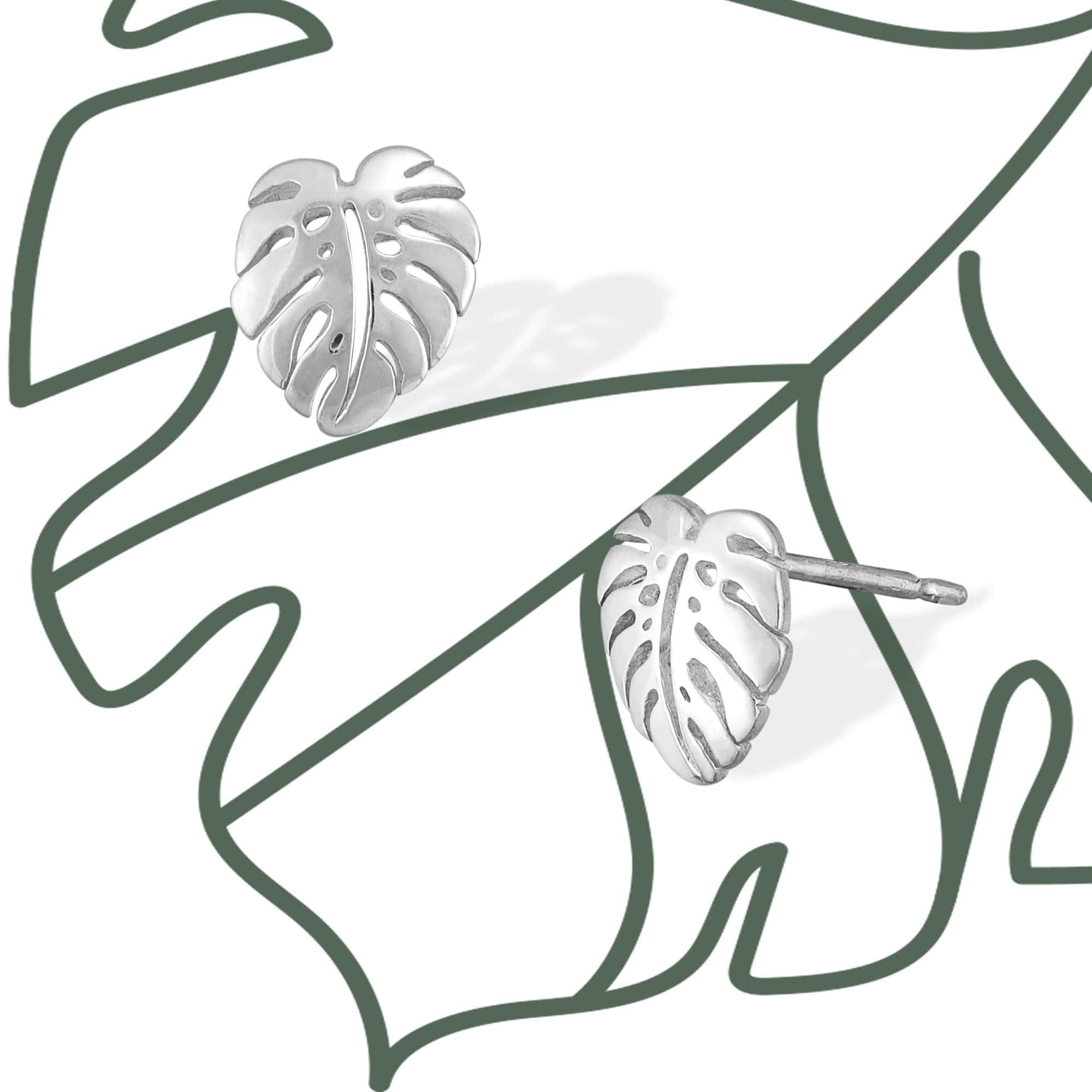 Boma Jewelry Earrings Monstera Leaf Studs