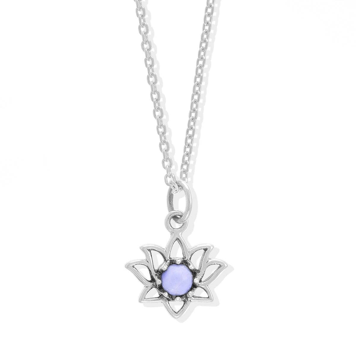 Lotus Necklace with Stone Pendant