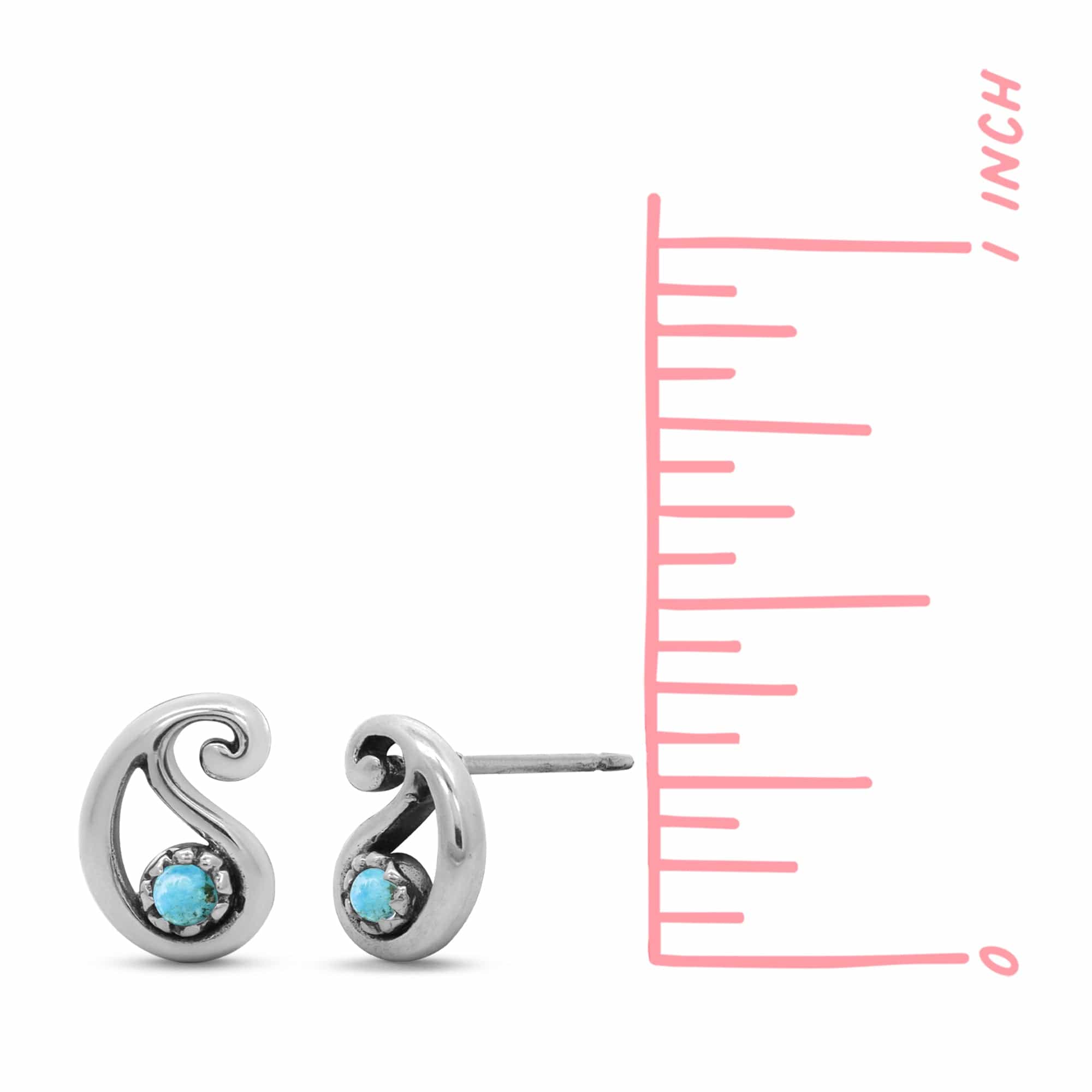 Boma Jewelry Paisly Bohemian Stud Earrings with Stone