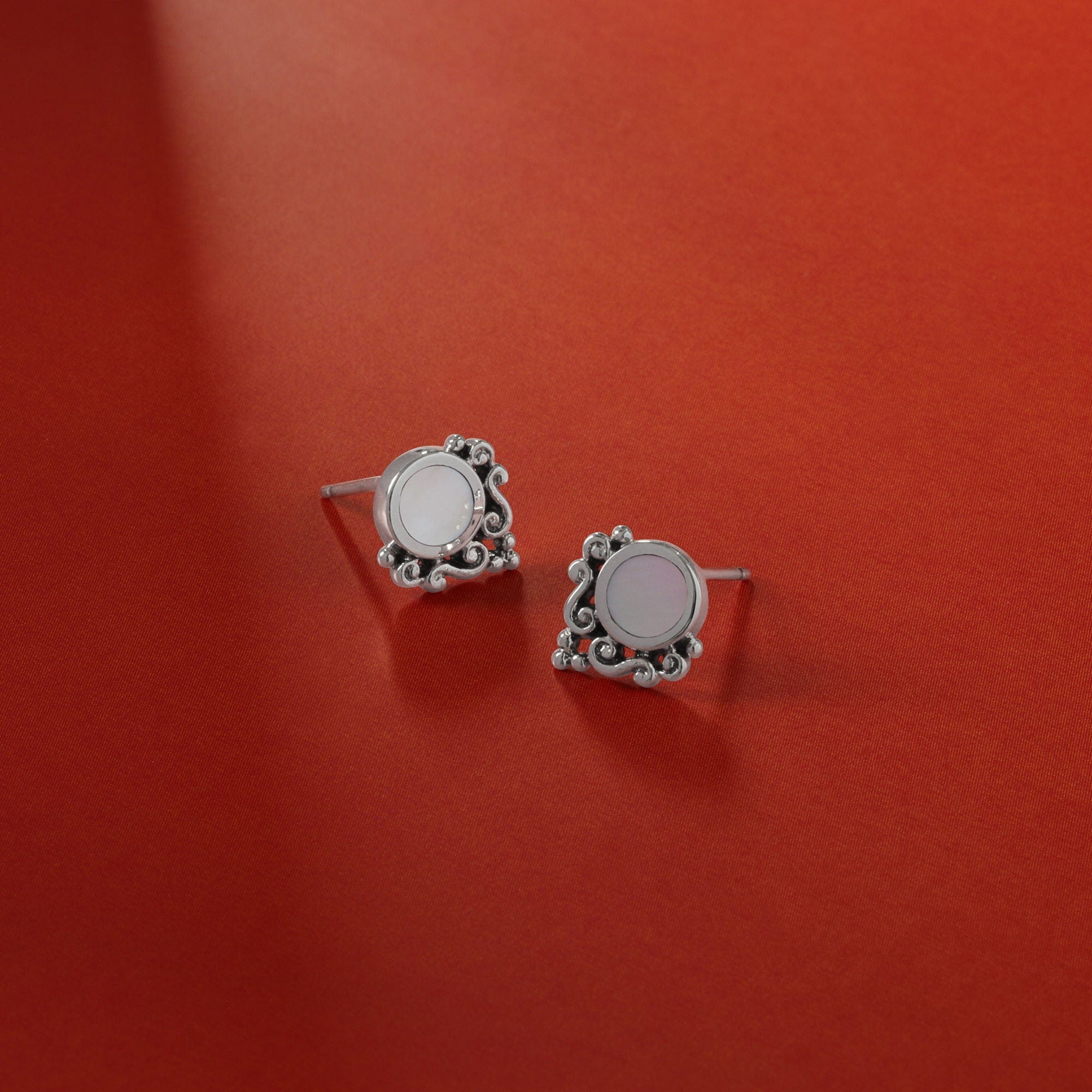 Boma Jewelry Ornate Bohemian Stud Earrings with Stone