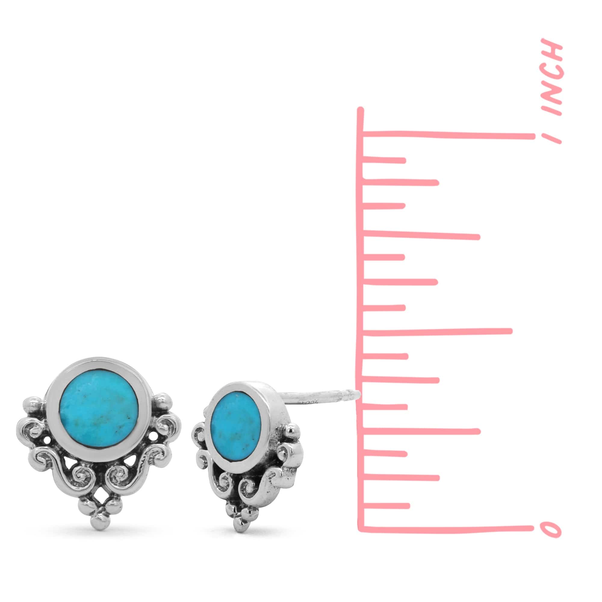 Boma Jewelry Ornate Bohemian Stud Earrings with Stone