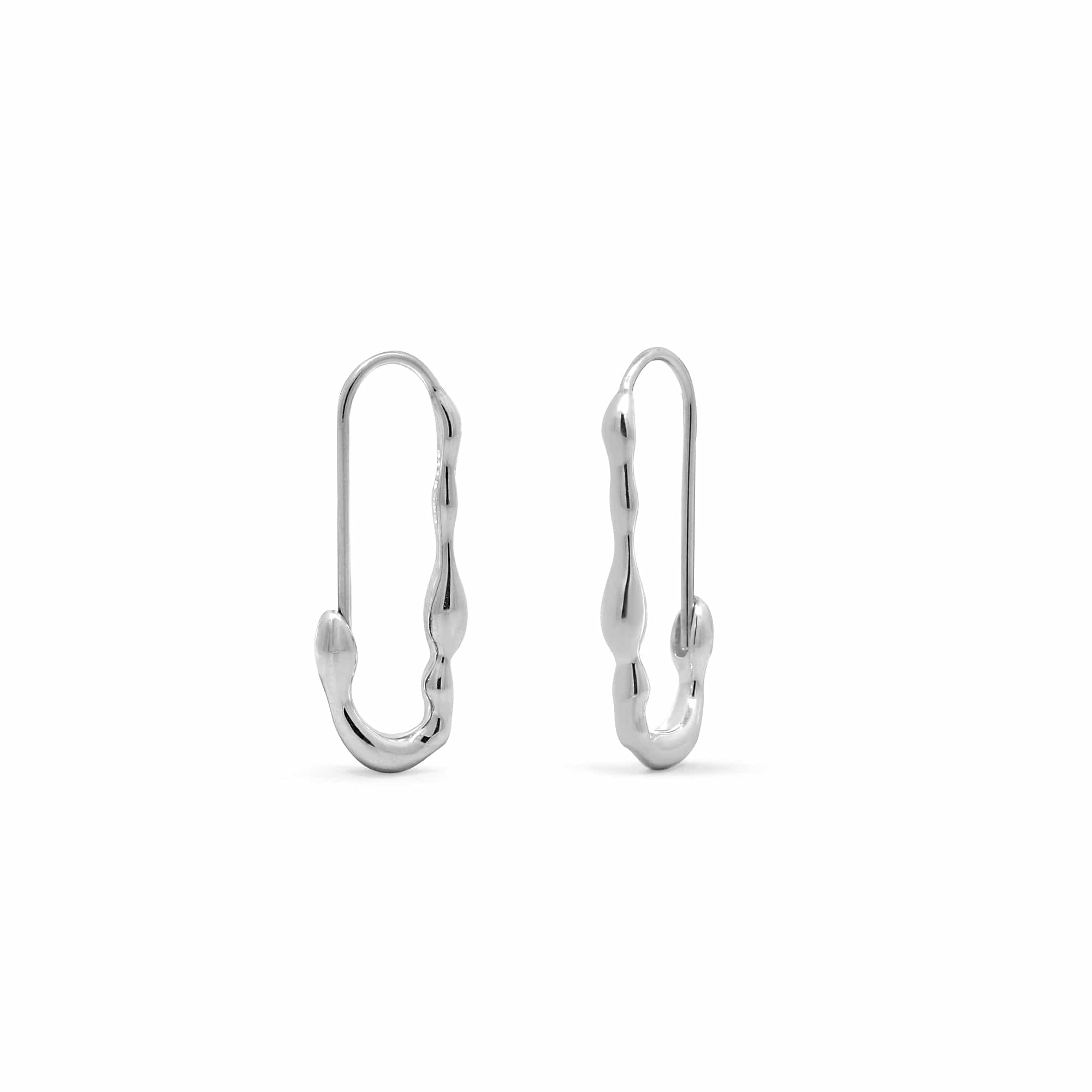 Drip Wax Safety Pin Hoops Sterling Silver Boma Jewelry B