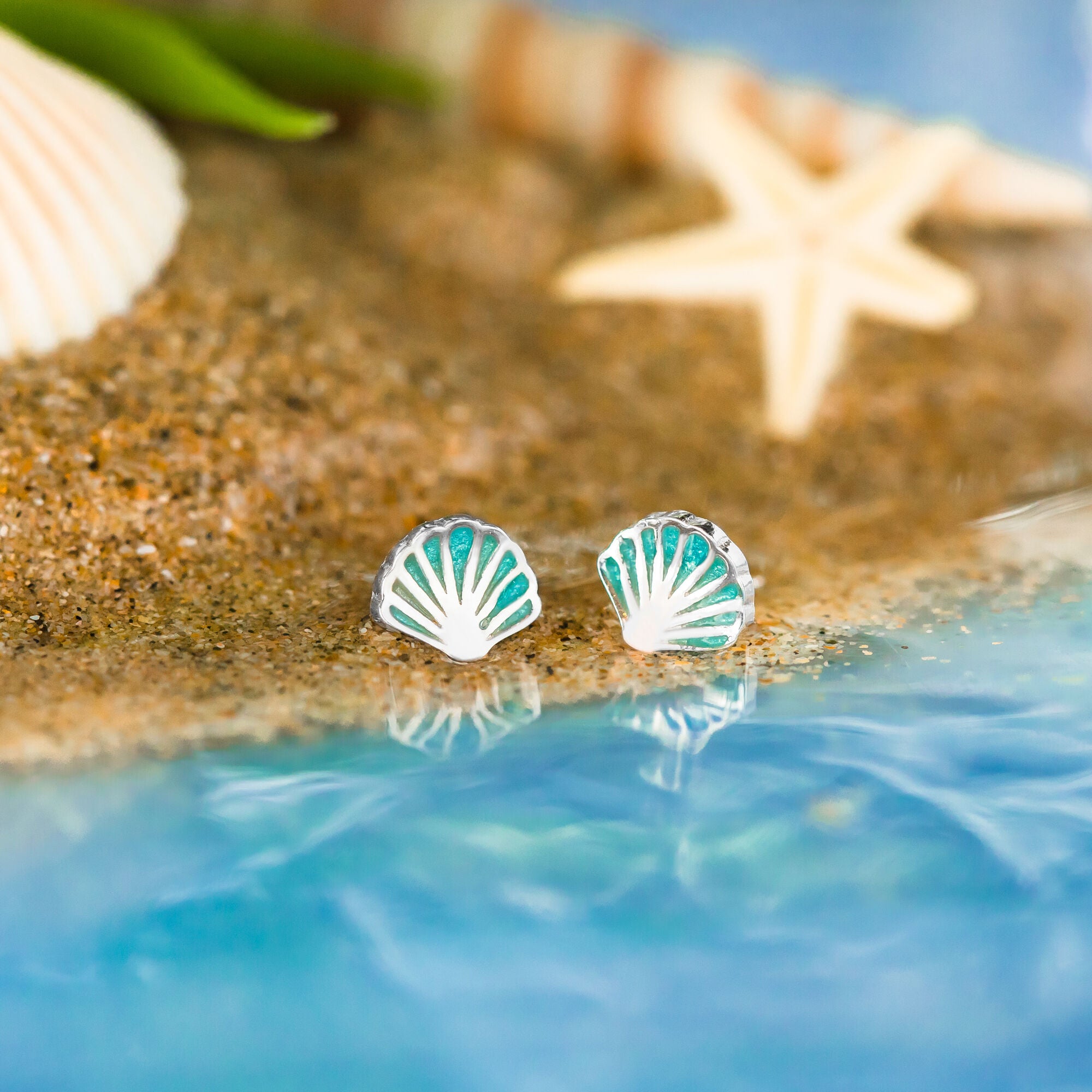 Boma Jewelry Blue Seashell Studs