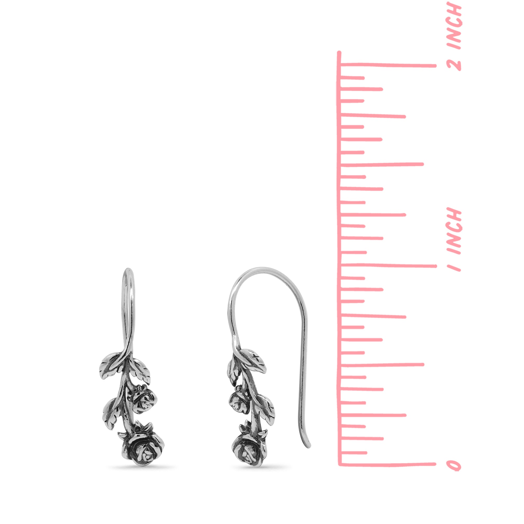 Boma Jewelry Full stem Rose Drop Earrings