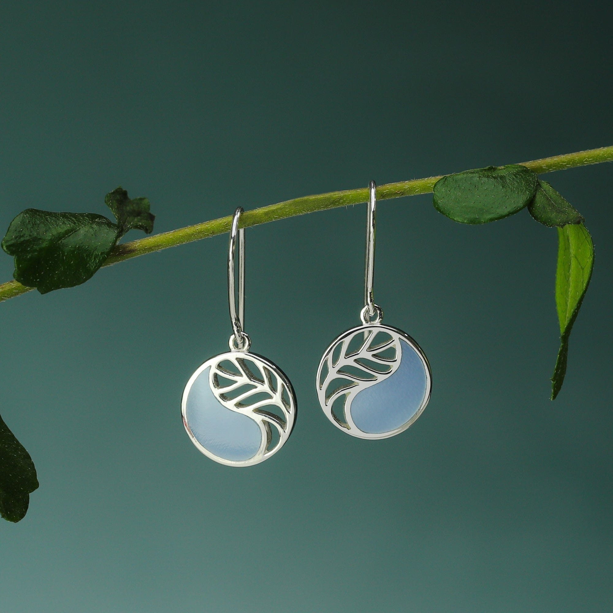 Boma Jewelry Yin Yang Leaf Earrings With Stone