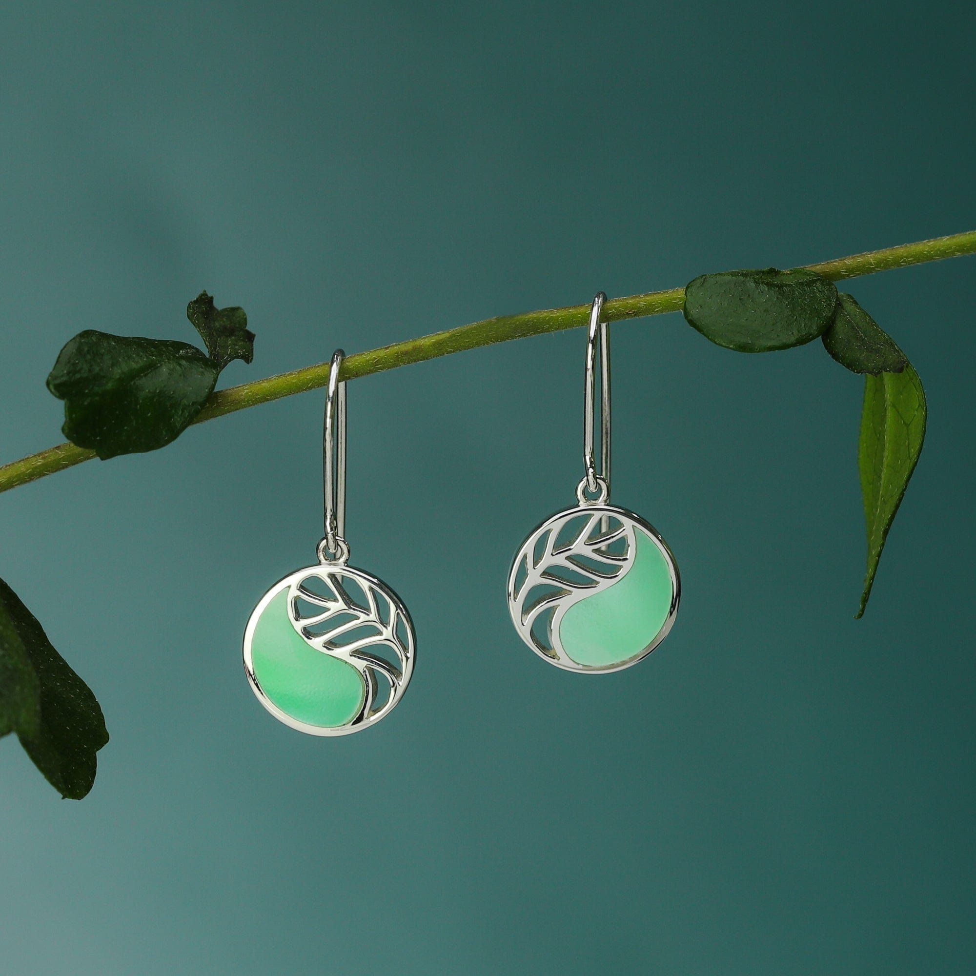 Boma Jewelry Yin Yang Leaf Earrings With Stone