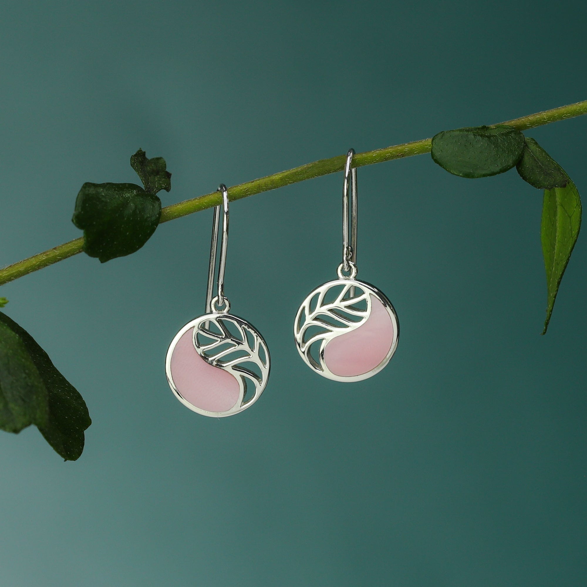Boma Jewelry Yin Yang Leaf Earrings With Stone