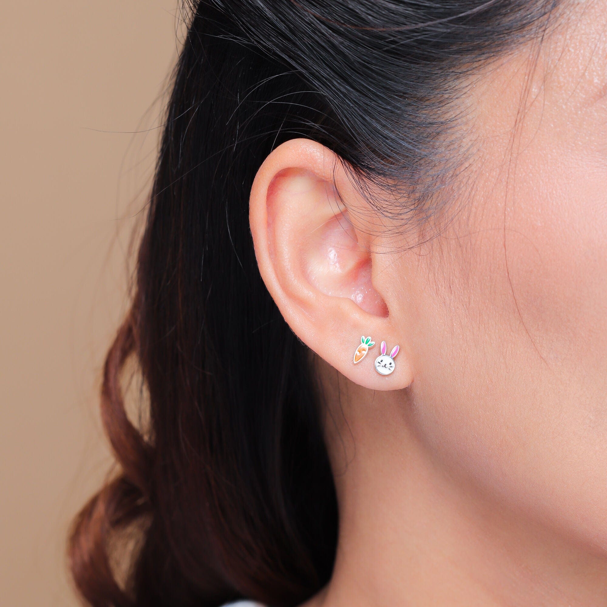 Boma Jewelry Bunny & Carrot Earring Studs