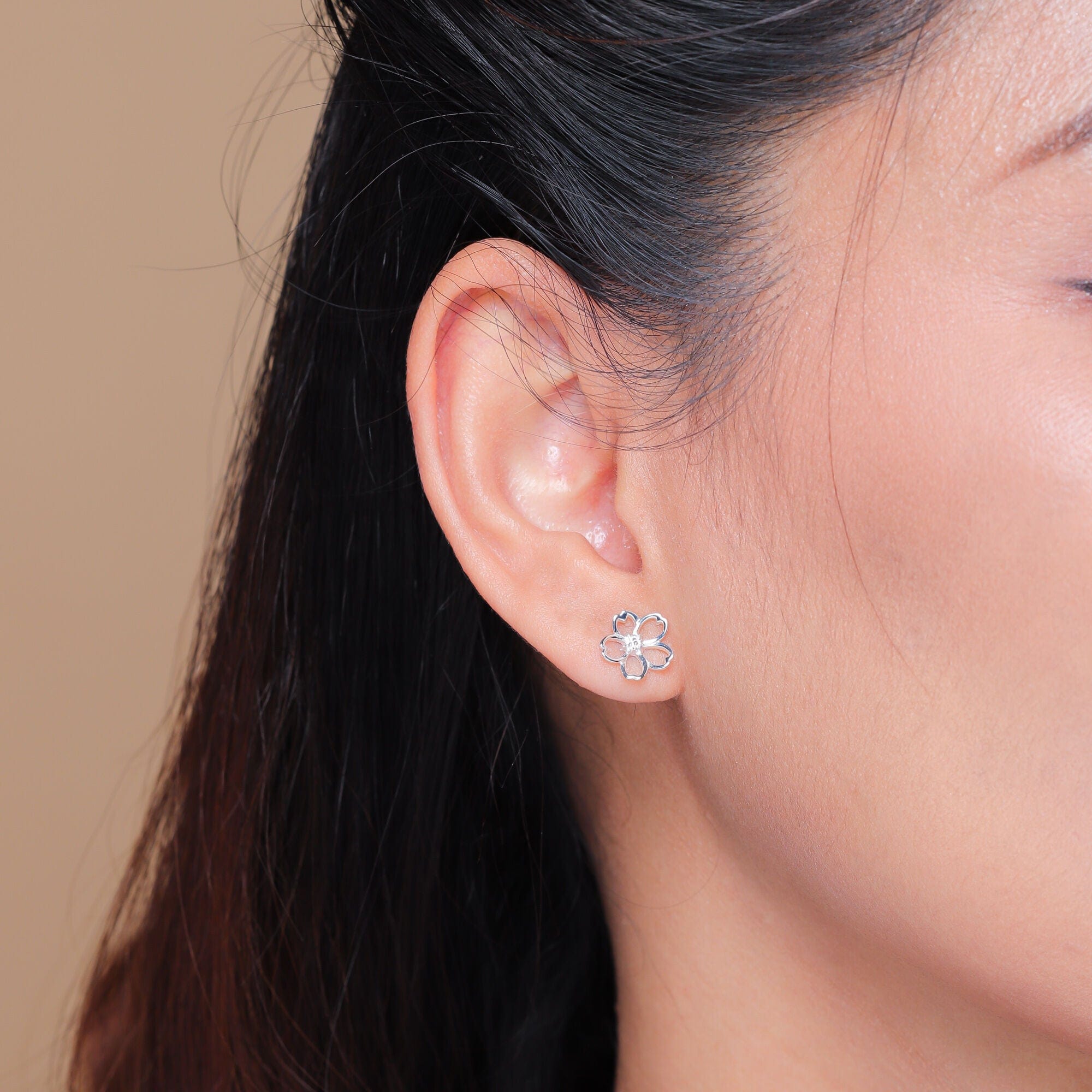 Boma Jewelry Cherry Blossom Outline Studs