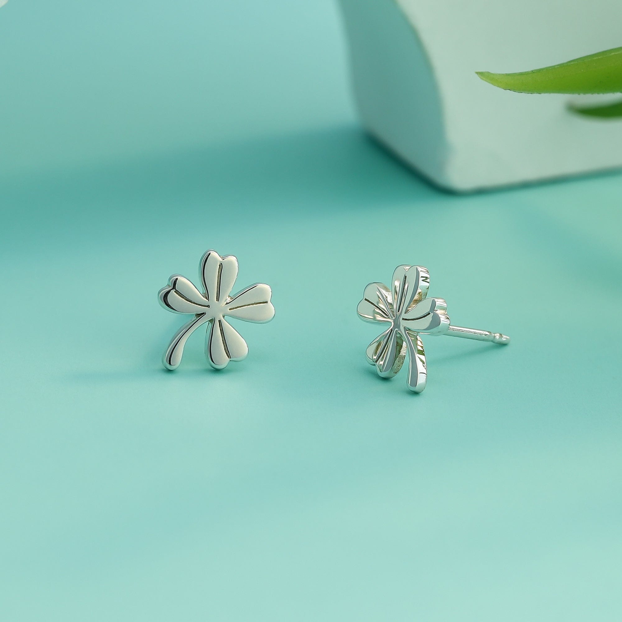 Boma Jewelry Dainty Lucky Four-Leaf Clover Studs