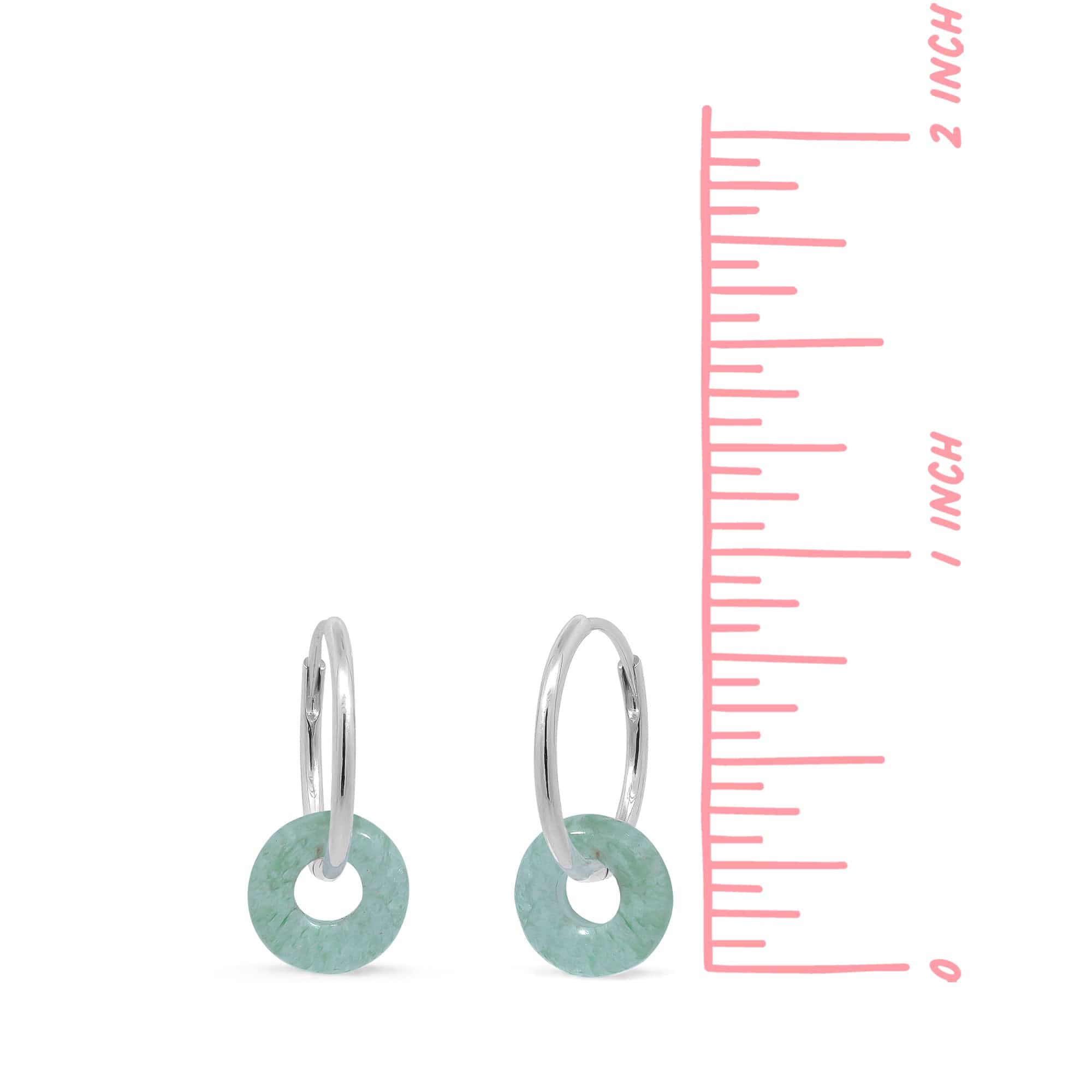 Boma Jewelry Treasured Bi Disc Round Huggies with Green Aventurine